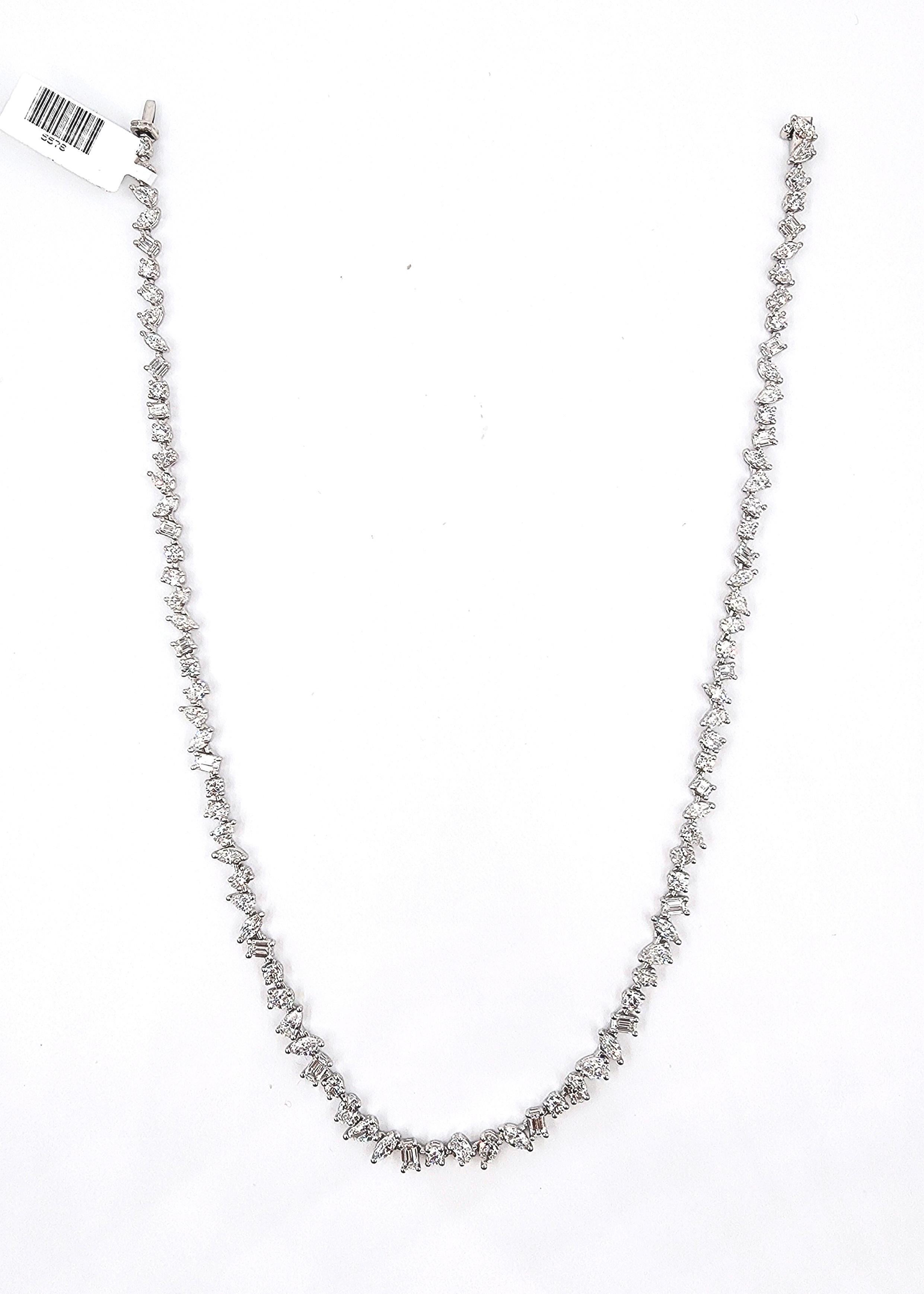 14.61 ct Fancy Shape Tennis Necklace For Sale 2