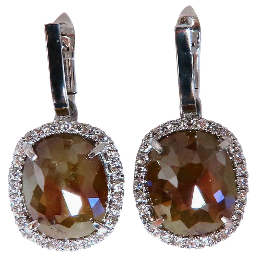 14.62 Carat Natural Fancy Brown Diamonds Dangle Earrings 14 Karat