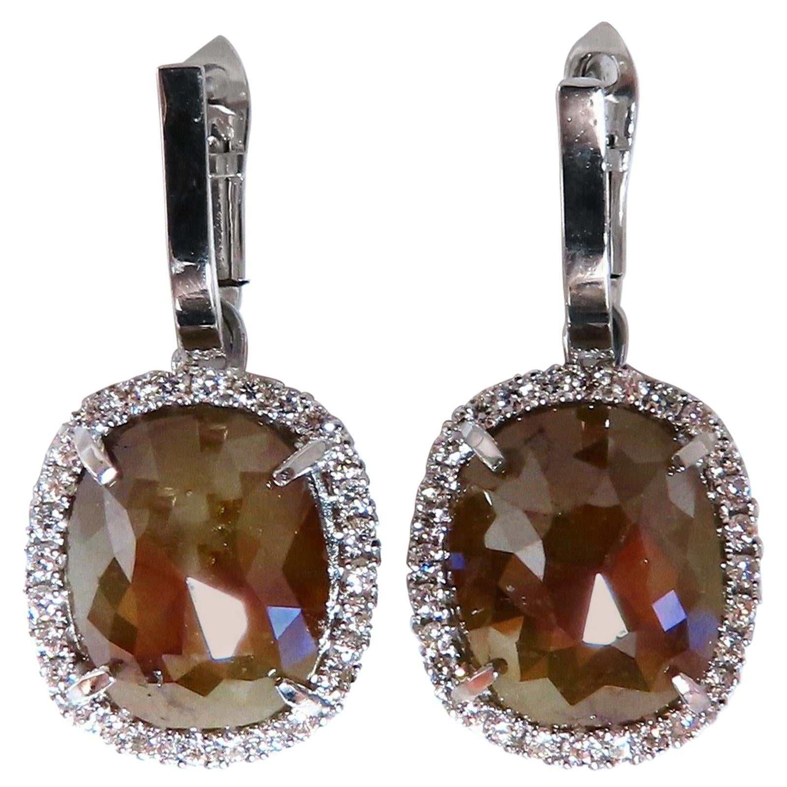14.62 Carat Natural Fancy Brown Diamonds Dangle Earrings 14 Karat* For Sale
