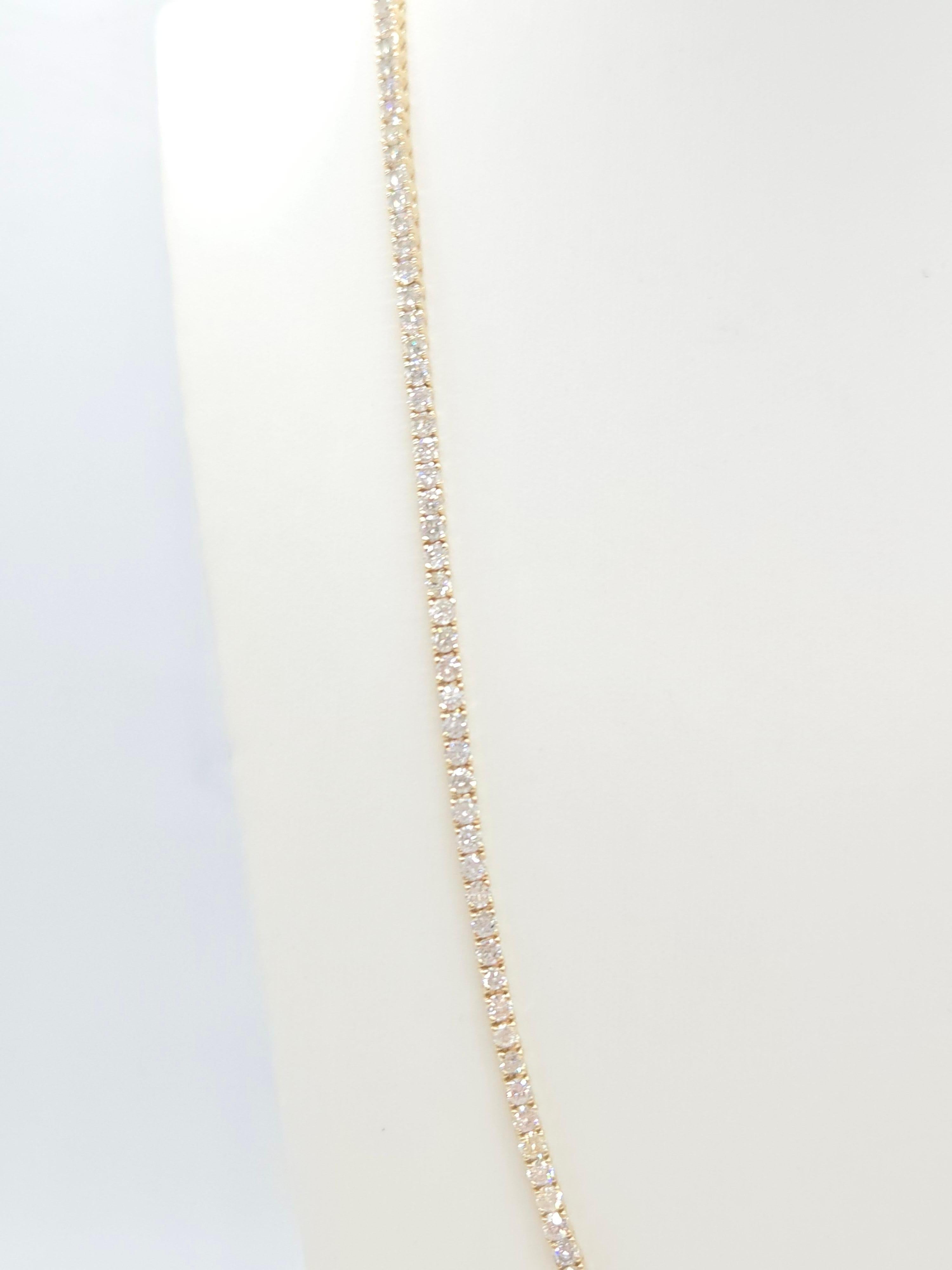 Taglio brillante Collana Tennis con diamanti naturali da 14,63 carati in oro giallo 14K da 20