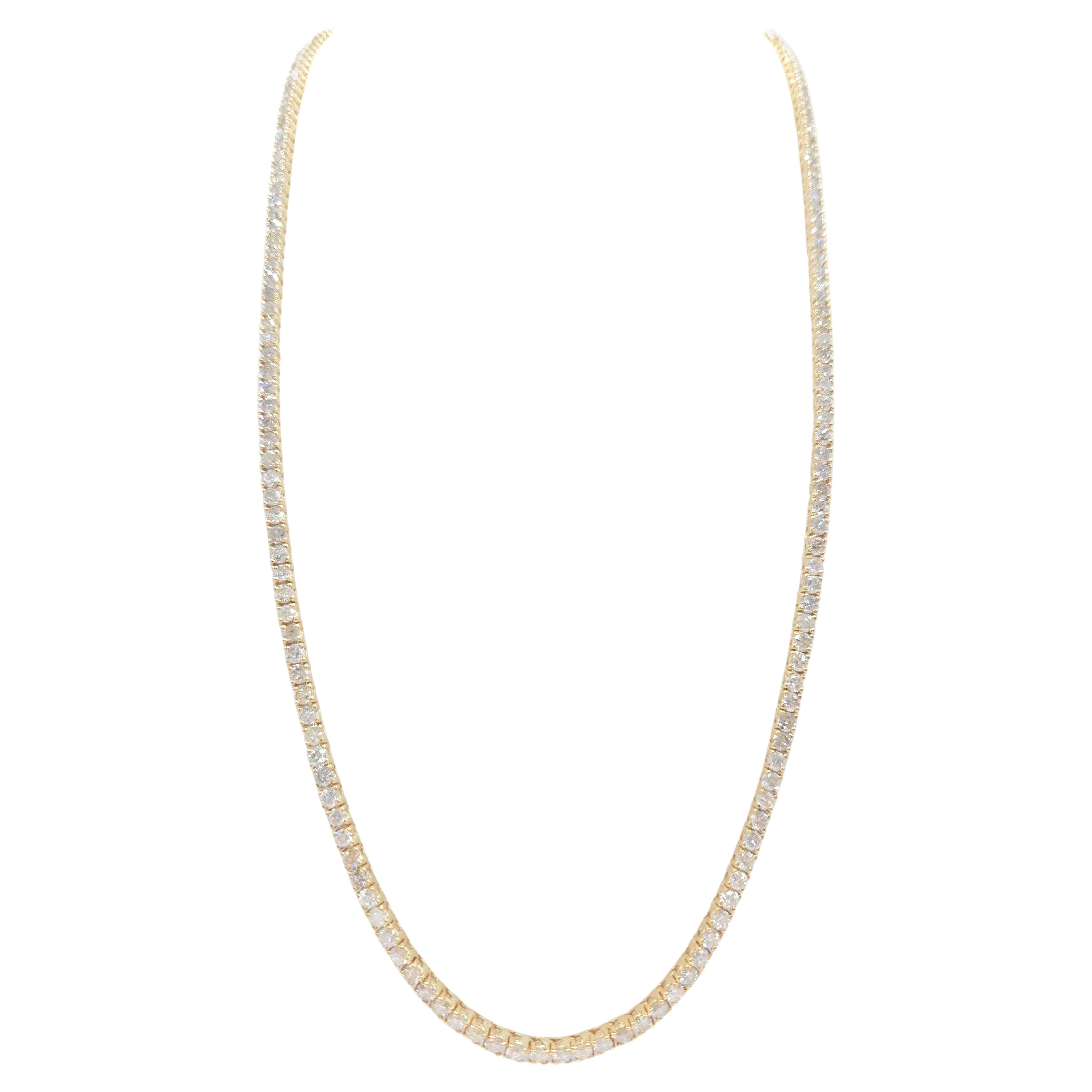 Collana Tennis con diamanti naturali da 14,63 carati in oro giallo 14K da 20".