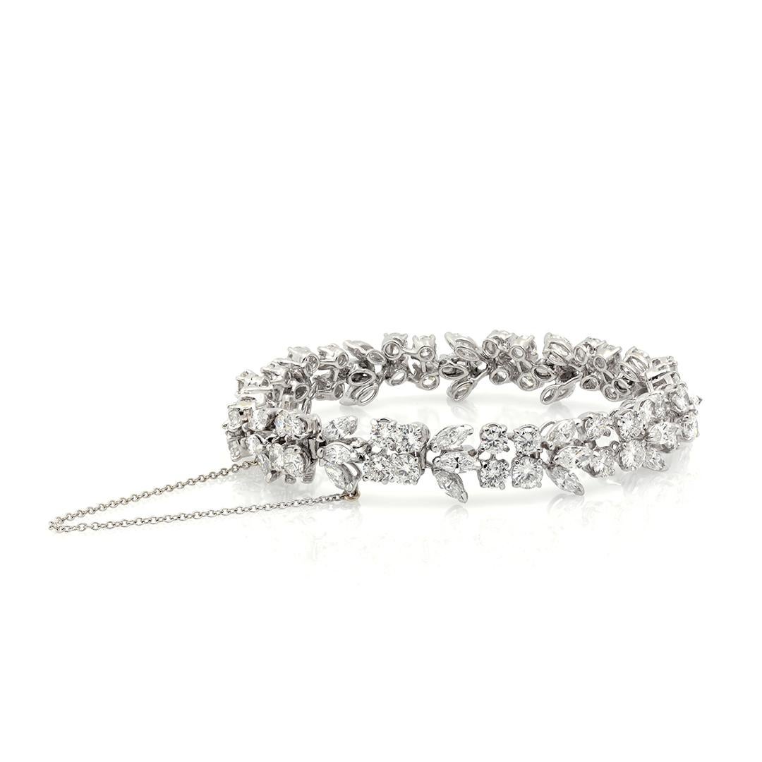 Marquise Cut 14.64ct Platinum Marquise & Round Brilliant Cut Diamond Bracelet