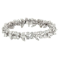 14.64ct Platinum Marquise & Round Brilliant Cut Diamond Bracelet