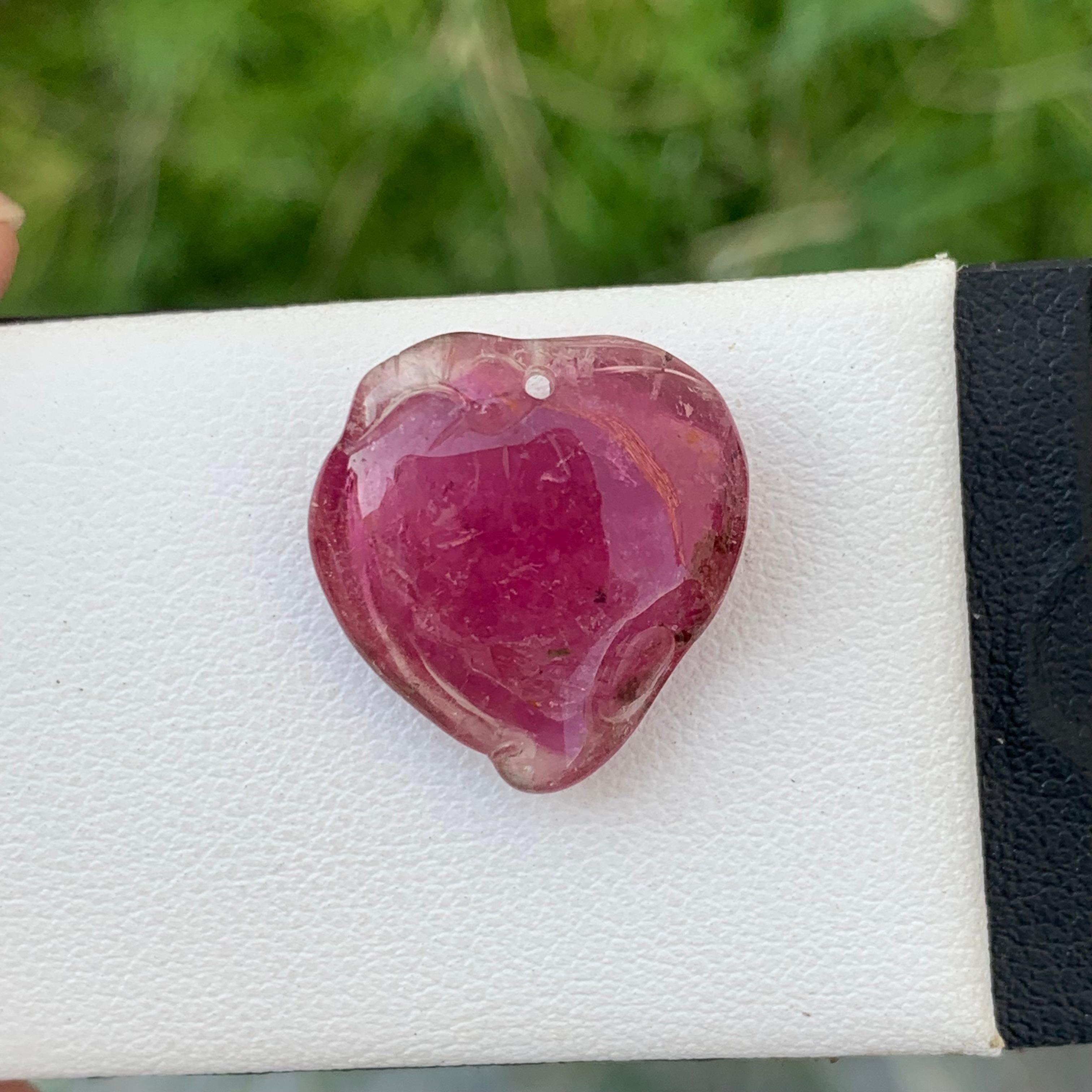 14.65 Carat Loose Heart Shape Tourmaline Drilled Carving from Africa For Sale 2