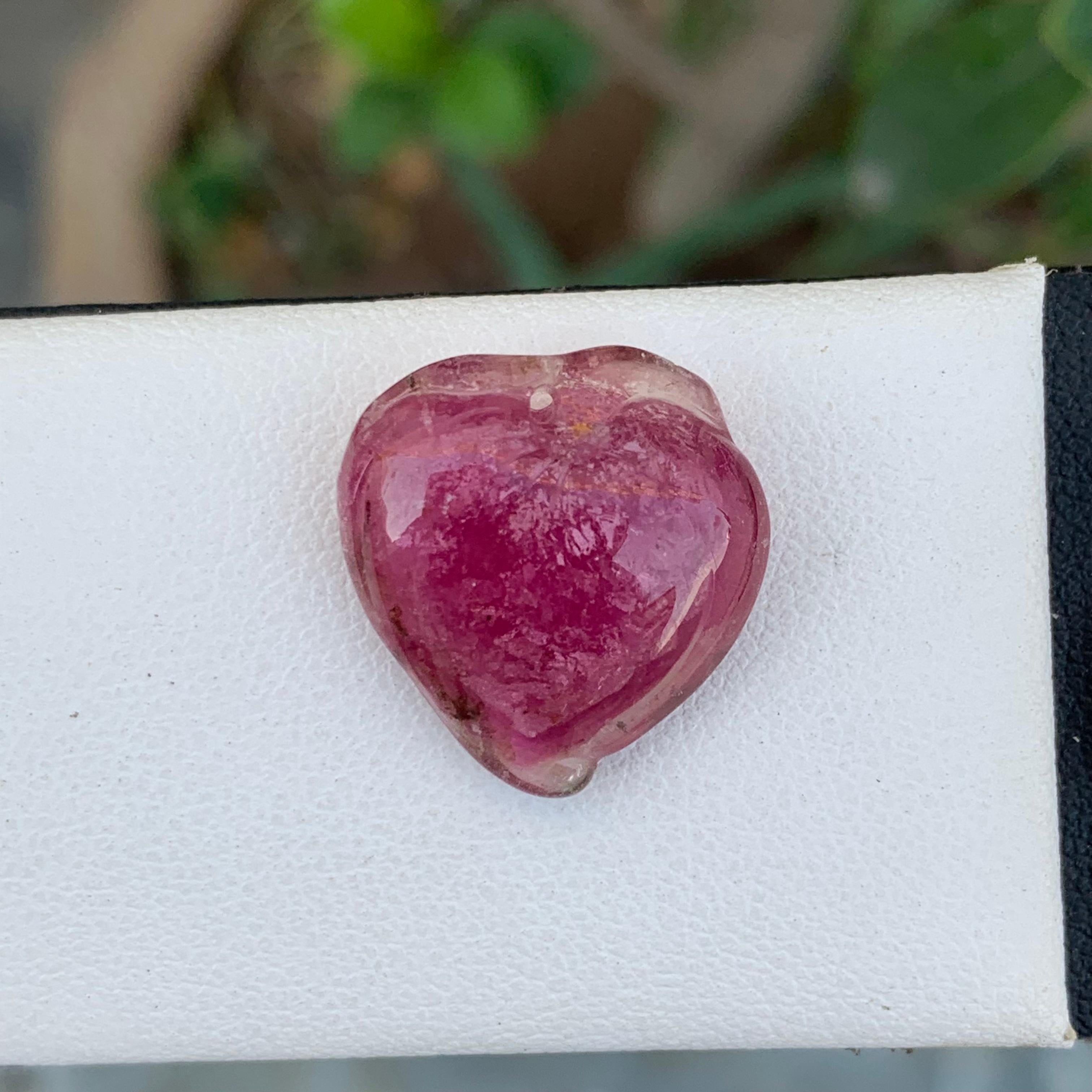 Malagasy 14.65 Carat Loose Heart Shape Tourmaline Drilled Carving from Africa For Sale