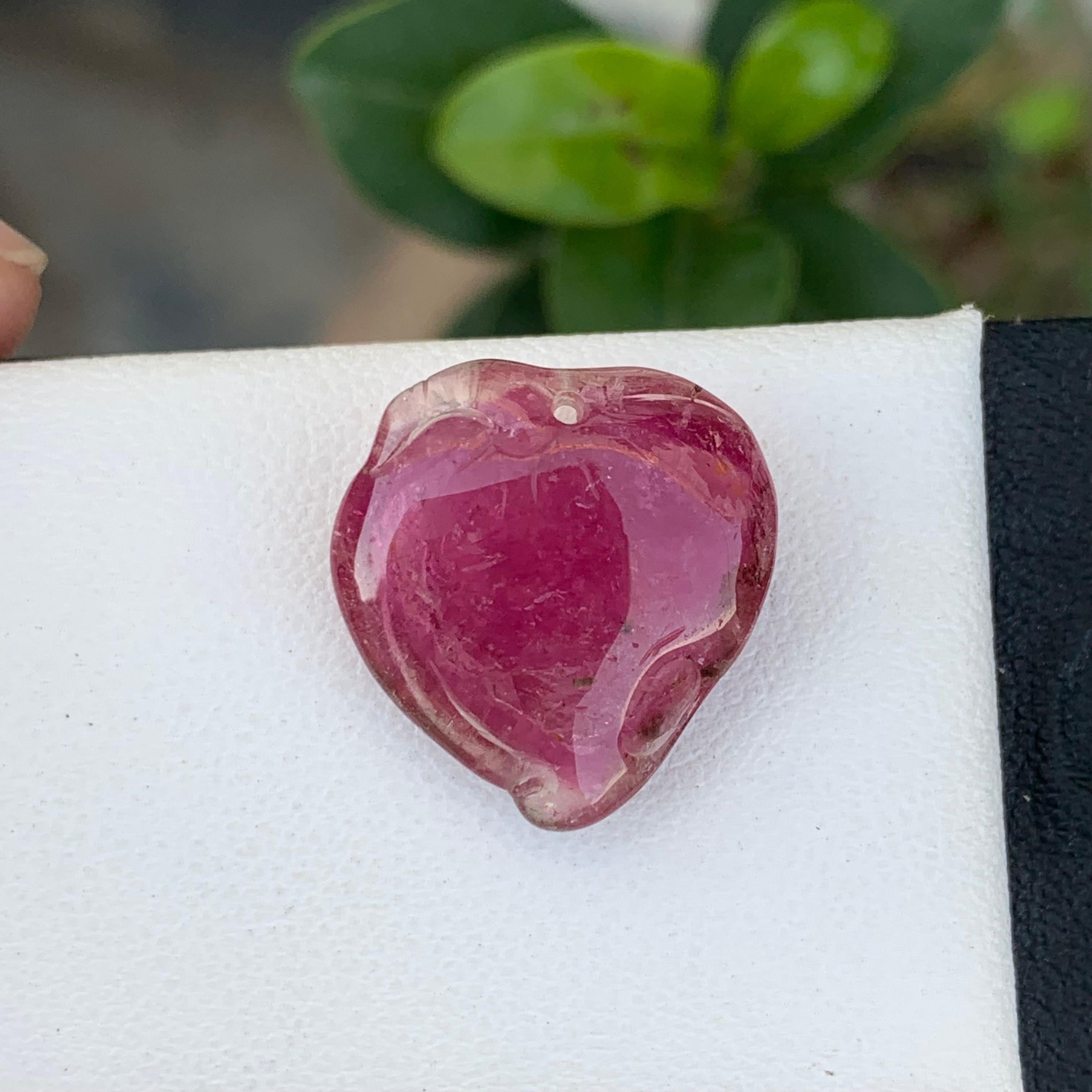 18th Century and Earlier 14.65 Carat Loose Heart Shape Tourmaline Drilled Carving from Africa For Sale