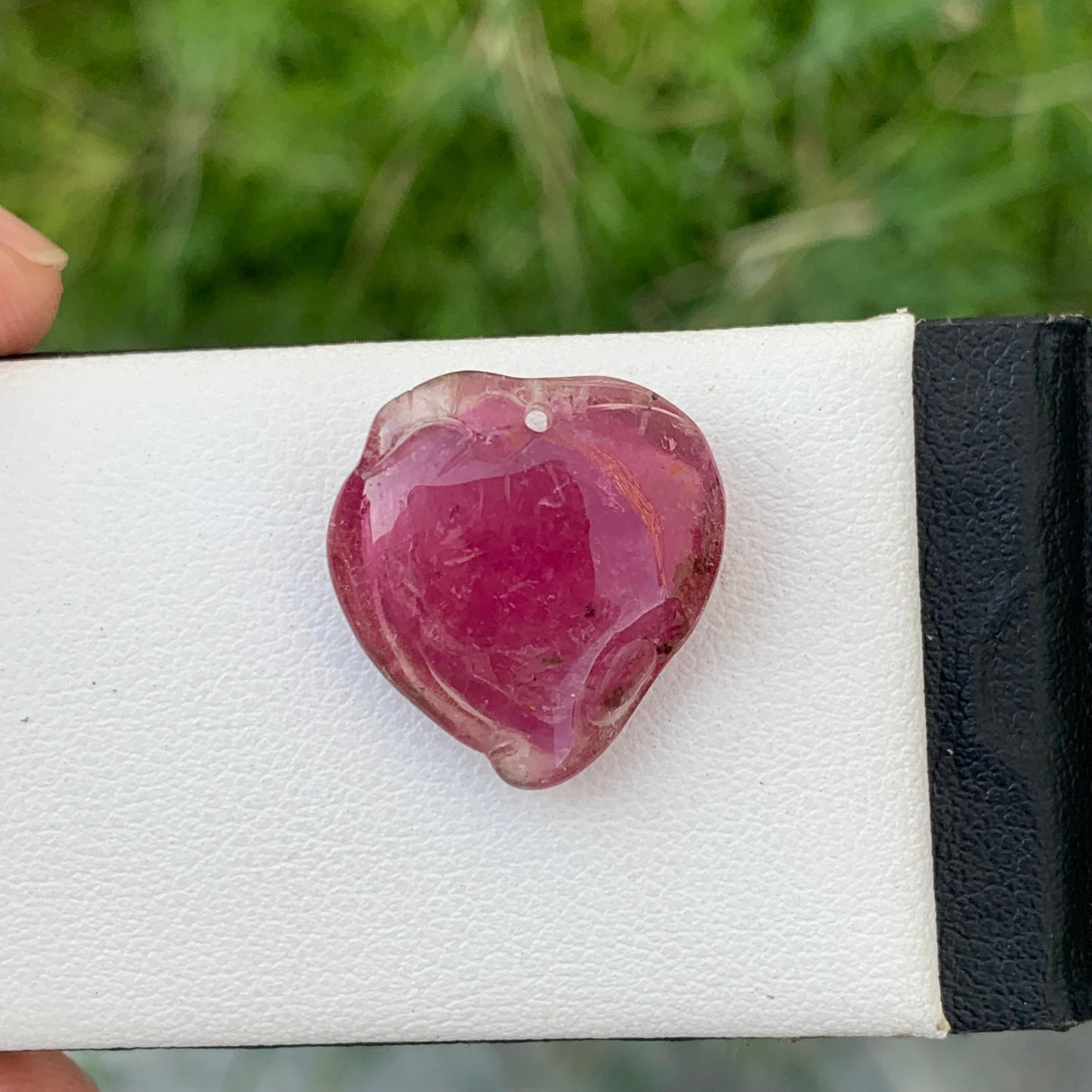 Crystal 14.65 Carat Loose Heart Shape Tourmaline Drilled Carving from Africa For Sale