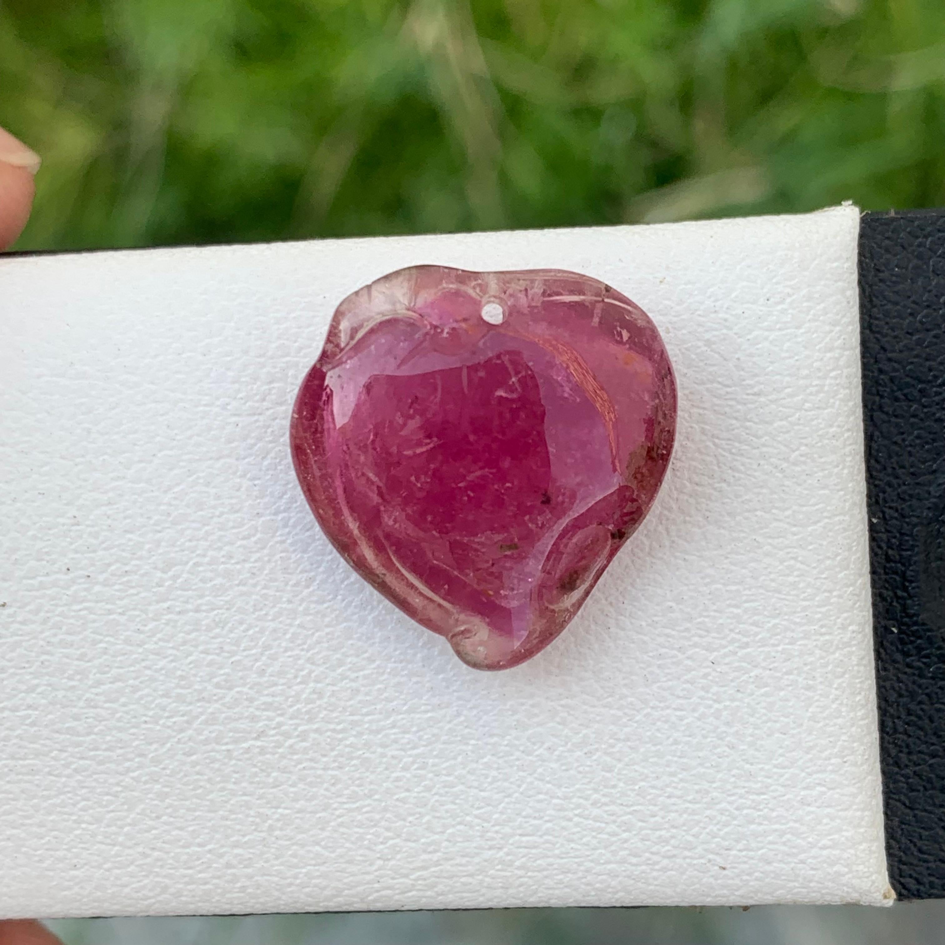 14.65 Carat Loose Heart Shape Tourmaline Drilled Carving from Africa For Sale 1