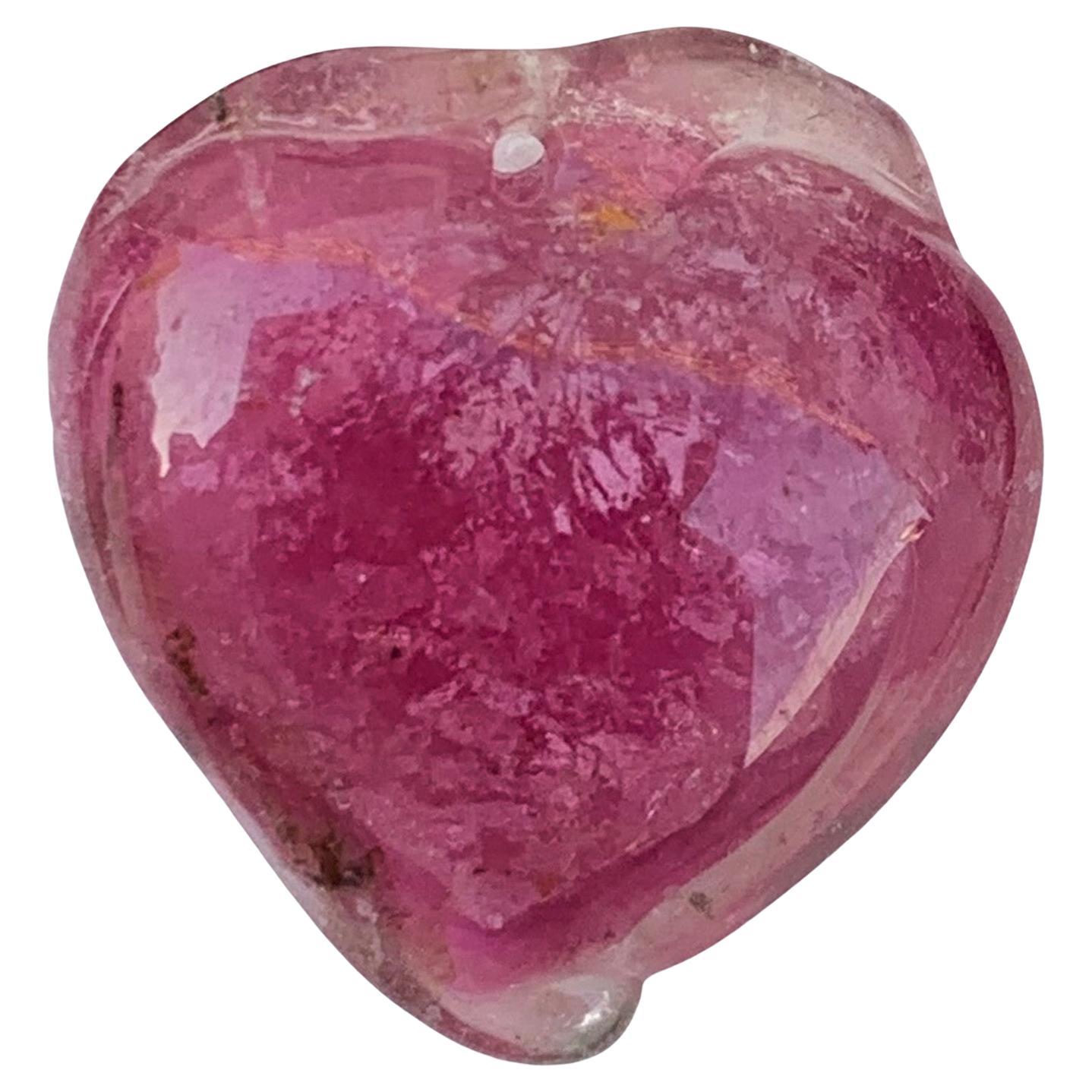 14.65 Carat Loose Heart Shape Tourmaline Drilled Carving from Africa For Sale