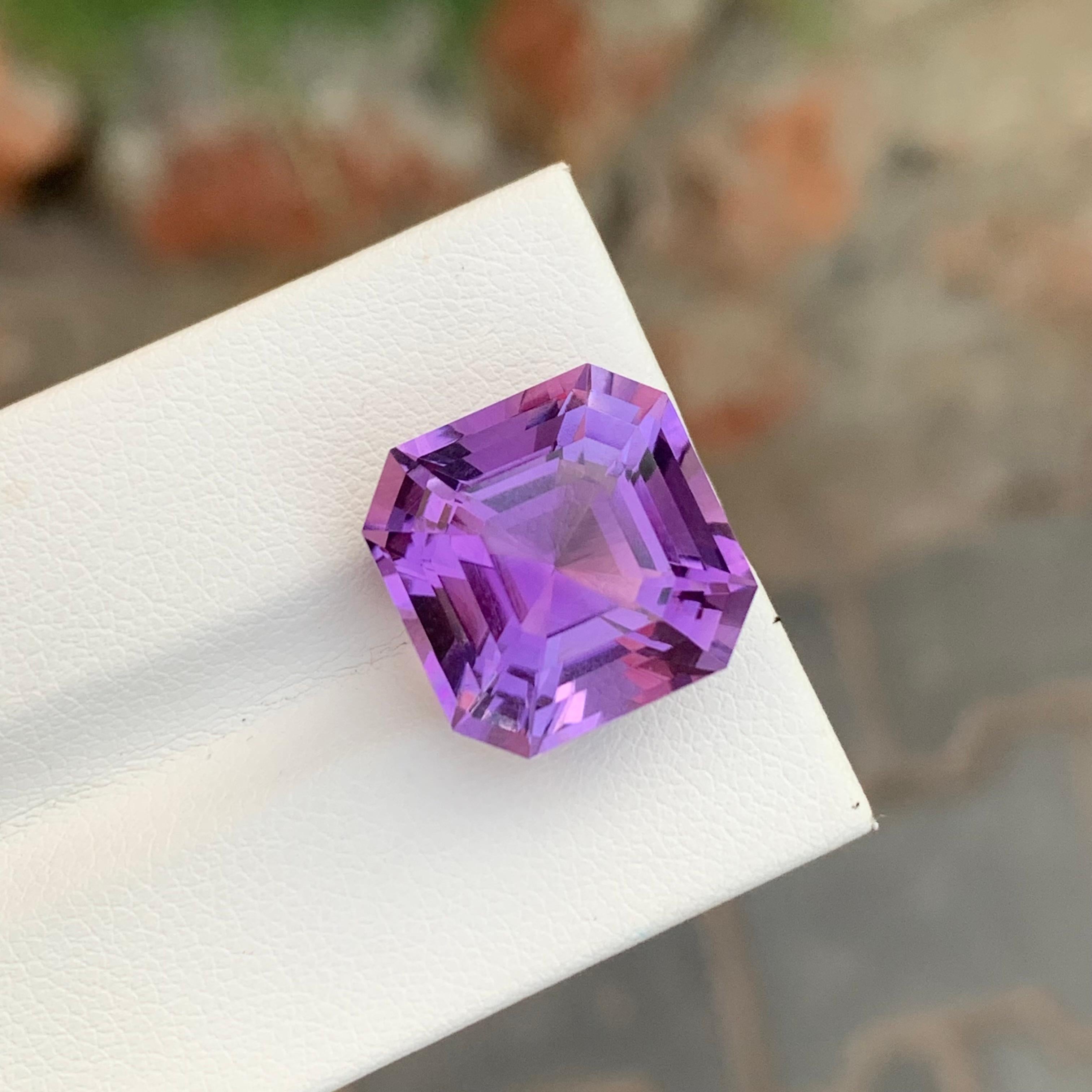 14.65 Carat Natural Loose Amethyst Asscher Shape Gem For Necklace For Sale 4