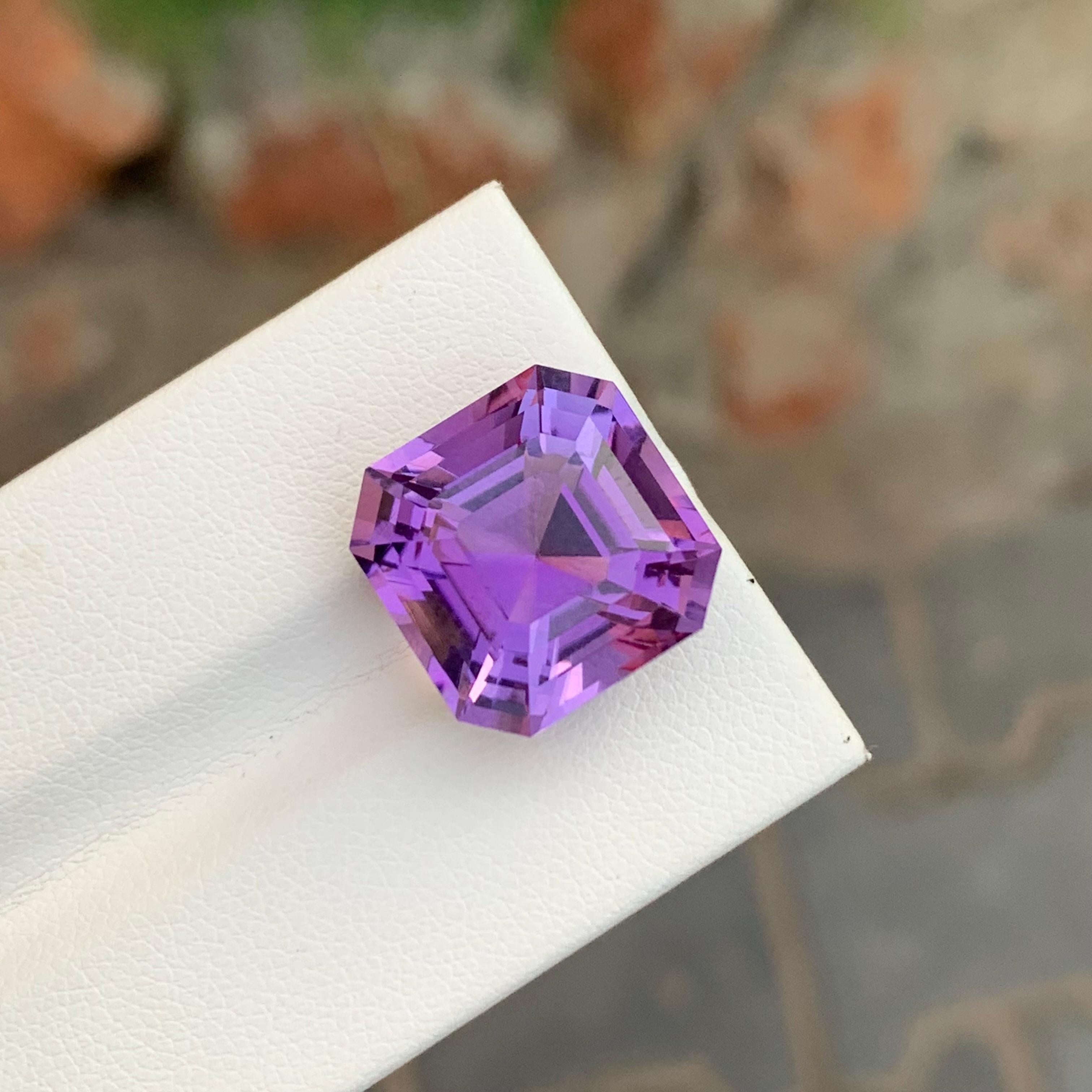 14.65 Carat Natural Loose Amethyst Asscher Shape Gem For Necklace For Sale 5