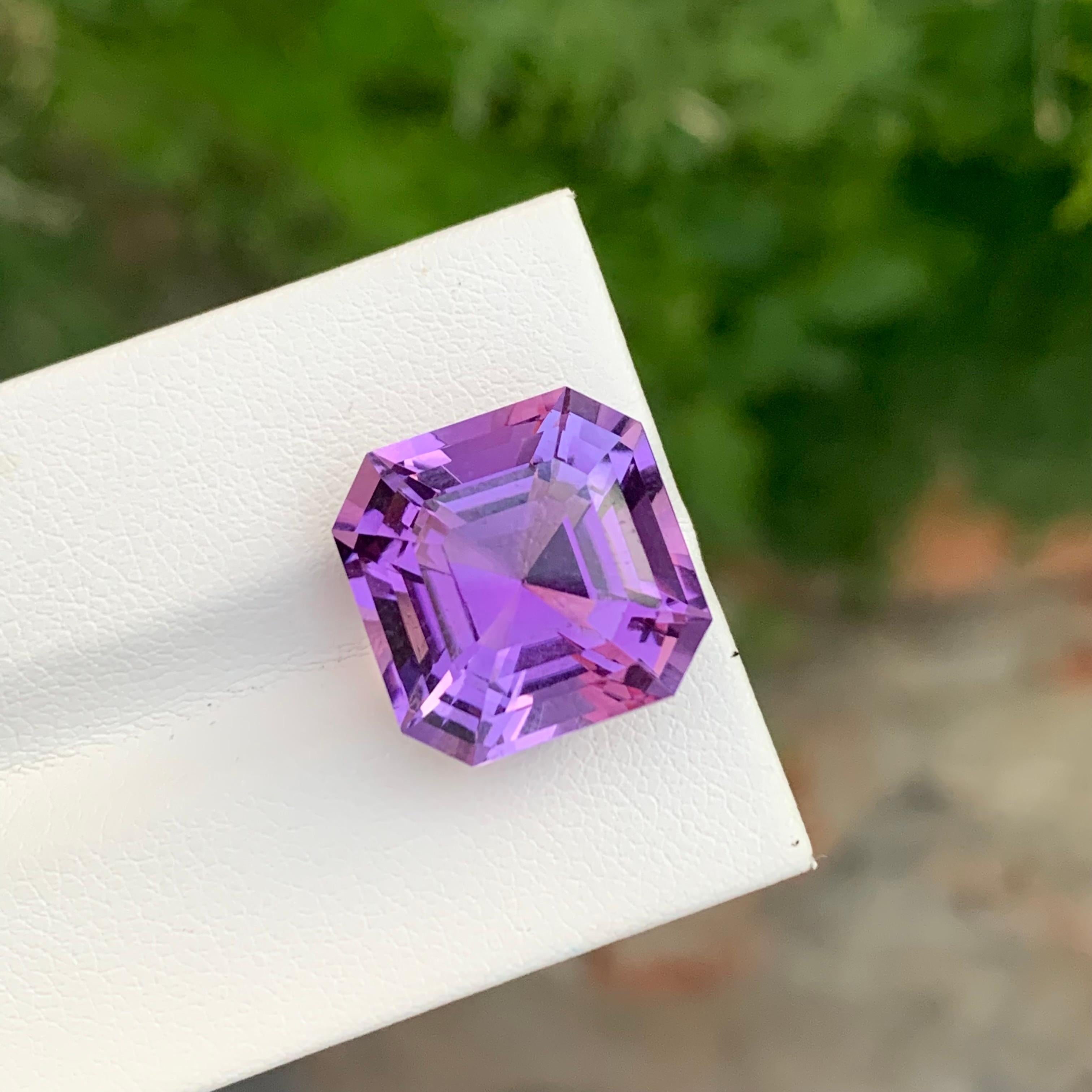 Loose Amethyst
Weight: 14.65 Carats
Dimension: 14.8 x 14.7 x 11.3 Mm
Colour: Purple
Origin: Brazil
Treatment: Non
Certificate: On Demand
Shape: Asscher 

Amethyst, a stunning variety of quartz known for its mesmerizing purple hue, has captivated