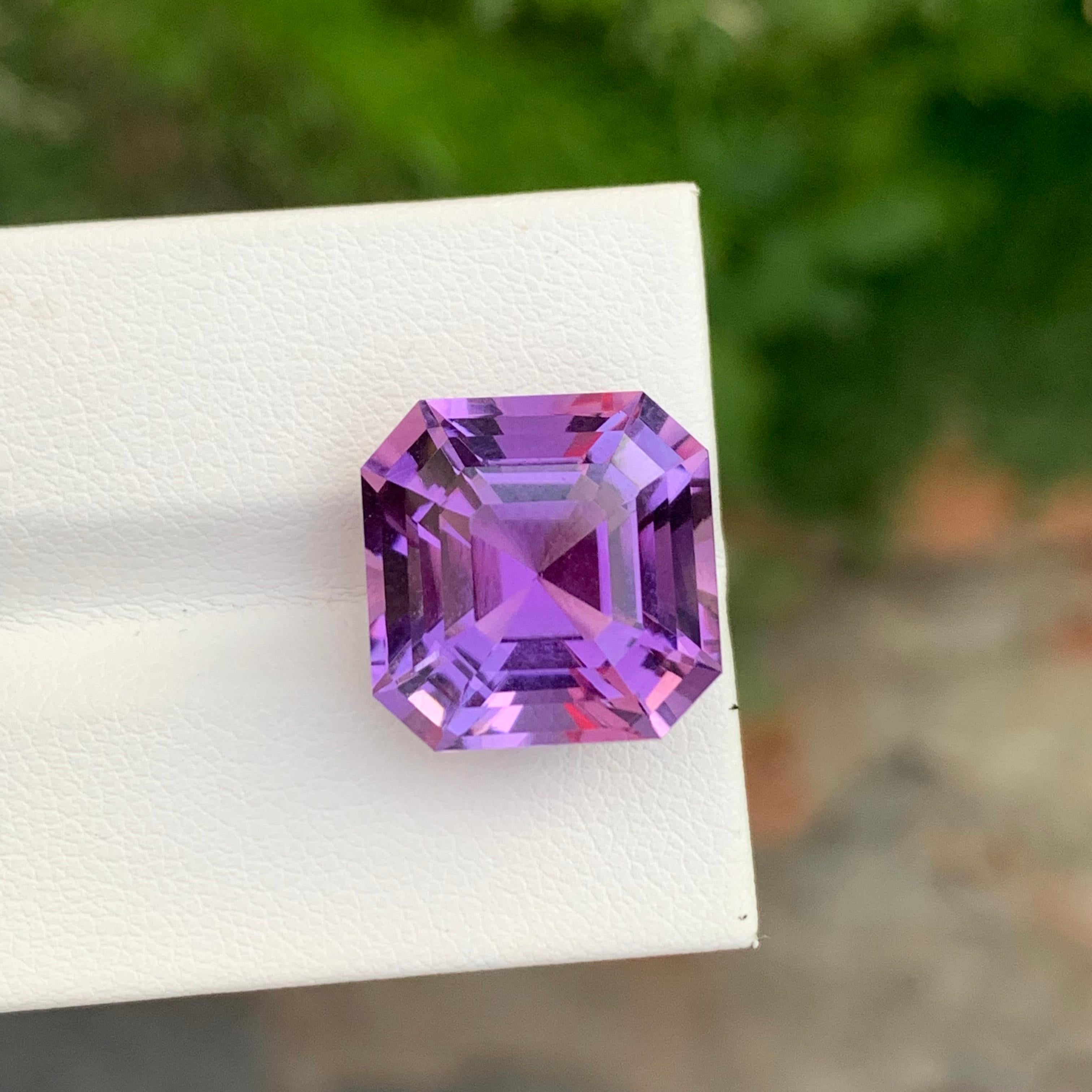 Arts and Crafts 14.65 Carat Natural Loose Amethyst Asscher Shape Gem For Necklace For Sale