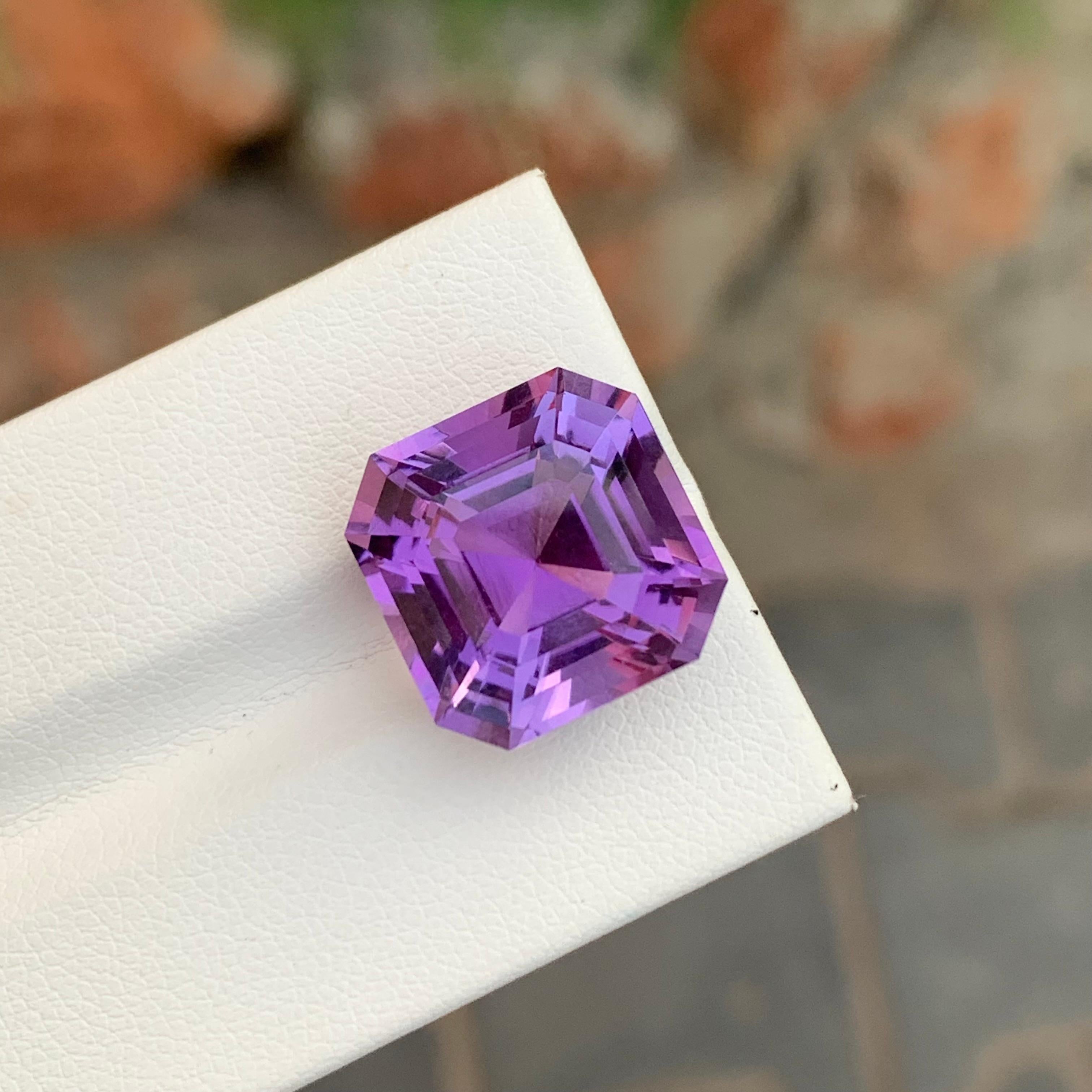 14.65 Carat Natural Loose Amethyst Asscher Shape Gem For Necklace For Sale 2