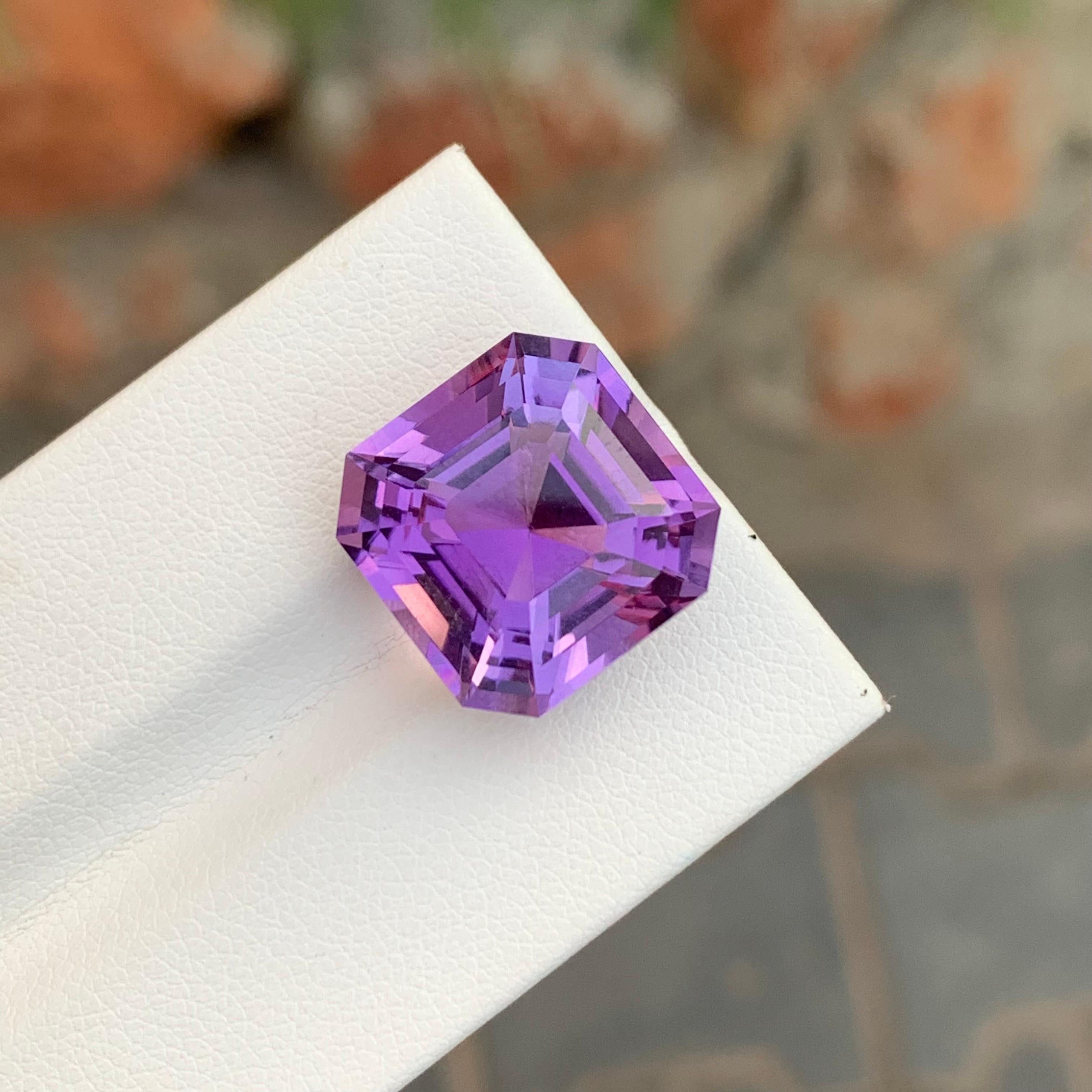 14.65 Carat Natural Loose Amethyst Asscher Shape Gem For Necklace For Sale 3