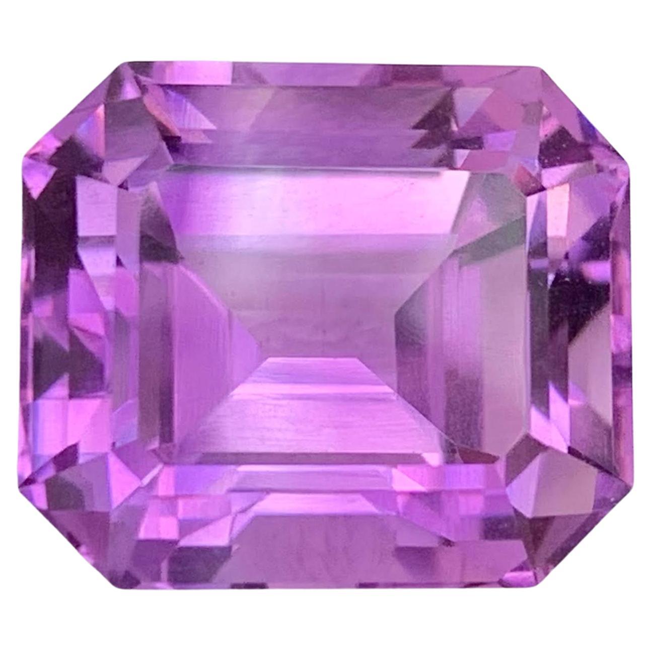 14.65 Carat Natural Loose Purple Amethyst Emerald Cut Brazilian Gemstone