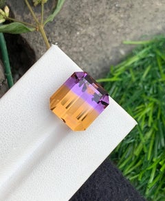 14.65 Carats Bi Color Ametrine Stone Emerald Cut Natural Brazilian Gemstone