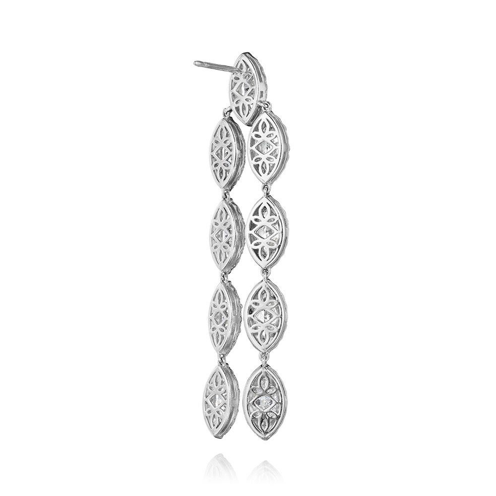 Modern 14.65ct Marquise & Round Diamond Earrings in 18KT White Gold For Sale