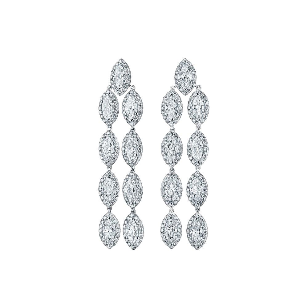 14,65 Karat Marquise- und runde Diamant-Ohrringe aus 18KT Weißgold im Zustand „Neu“ im Angebot in New York, NY