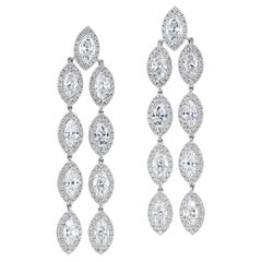 14.65ct Marquise & Round Diamond Earrings in 18KT White Gold