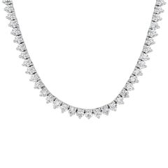 Collar de Tenis con Diamantes Redondos de Corte Brillante de 14,65 ct en Oro Blanco de 14k