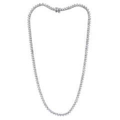 14.65ct Round Brilliant Cut Diamond Tennis Necklace in 14k White Gold