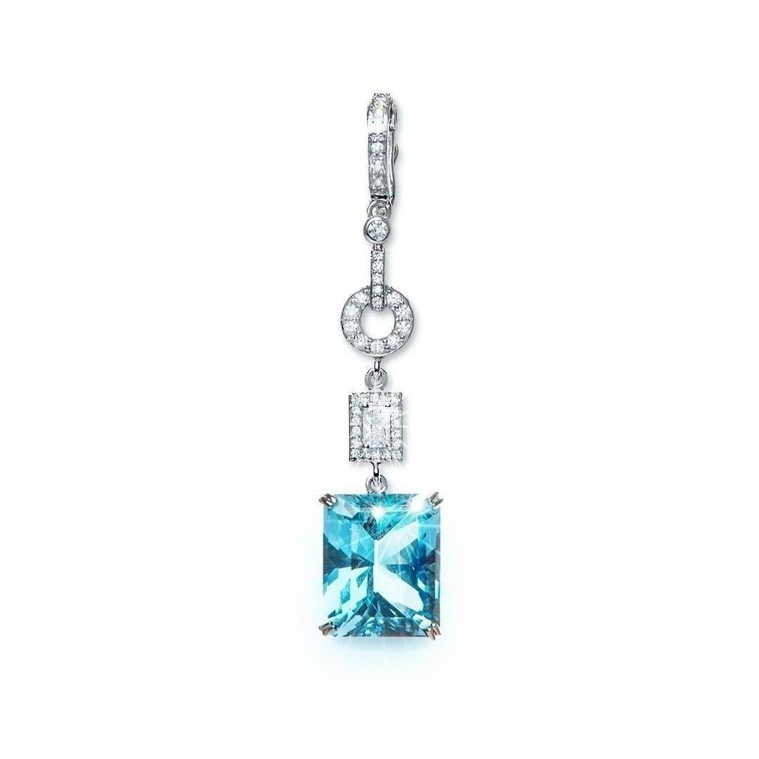 14.66 Carat Natural Emerald Cut Blue Topaz Diamond Enhancer Natalie Barney