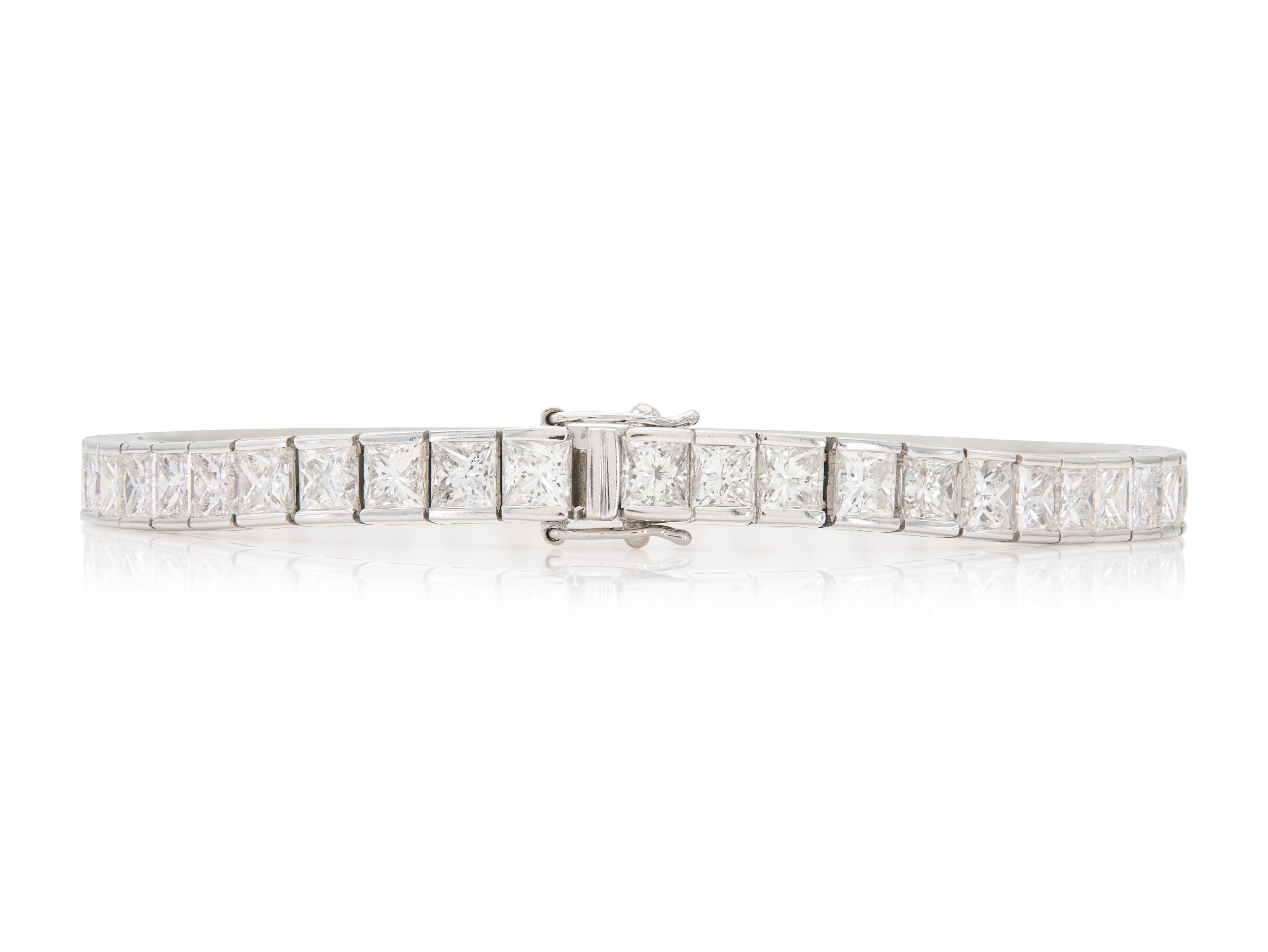 Pulsera Línea Diamante Corte Princesa 14,66 Quilates Corte princesa en venta