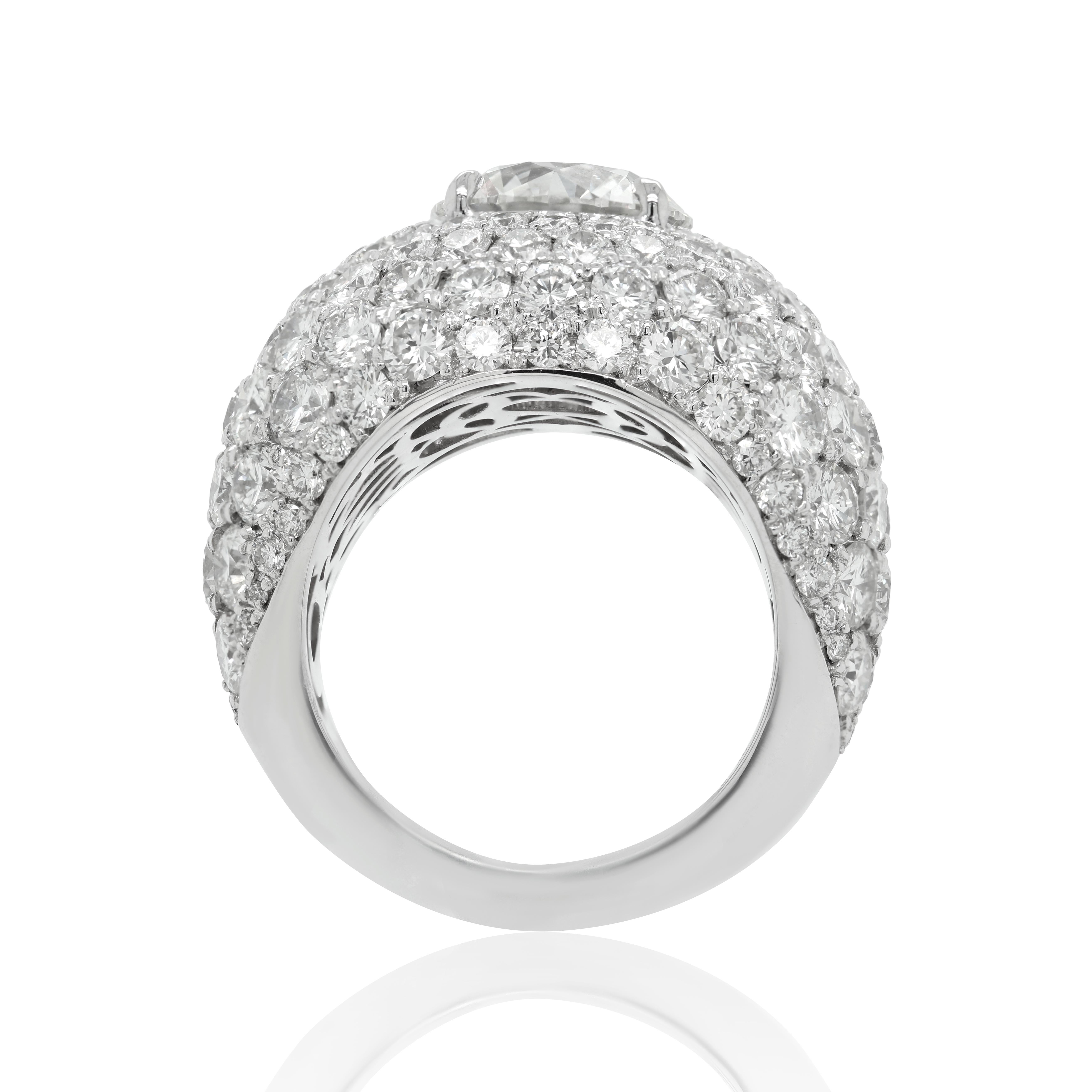 Taille ronde Bague Diana M. en diamants 14,66 carats certifiés GIA en vente