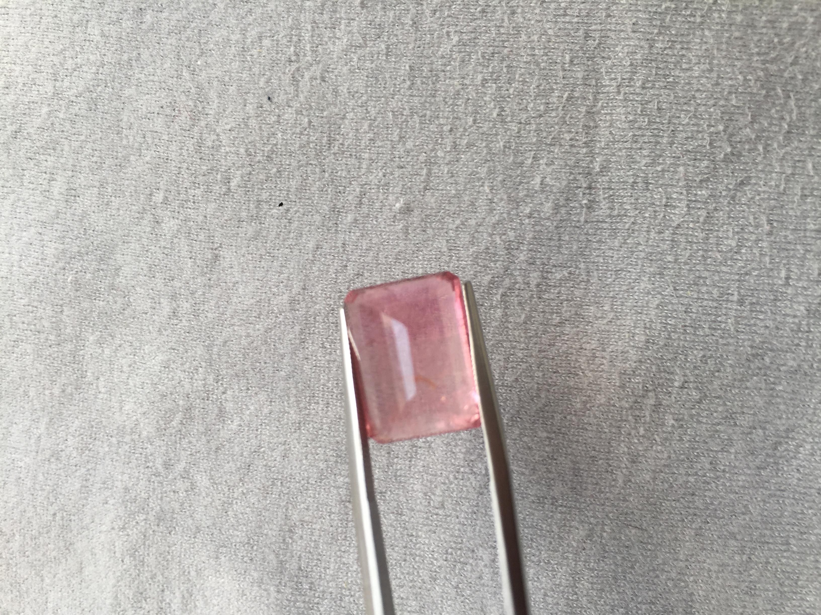 14.66 Carats Peach Pink Tourmaline Emerald Cut for Fine Jewelry Ring Gemstone  For Sale 2