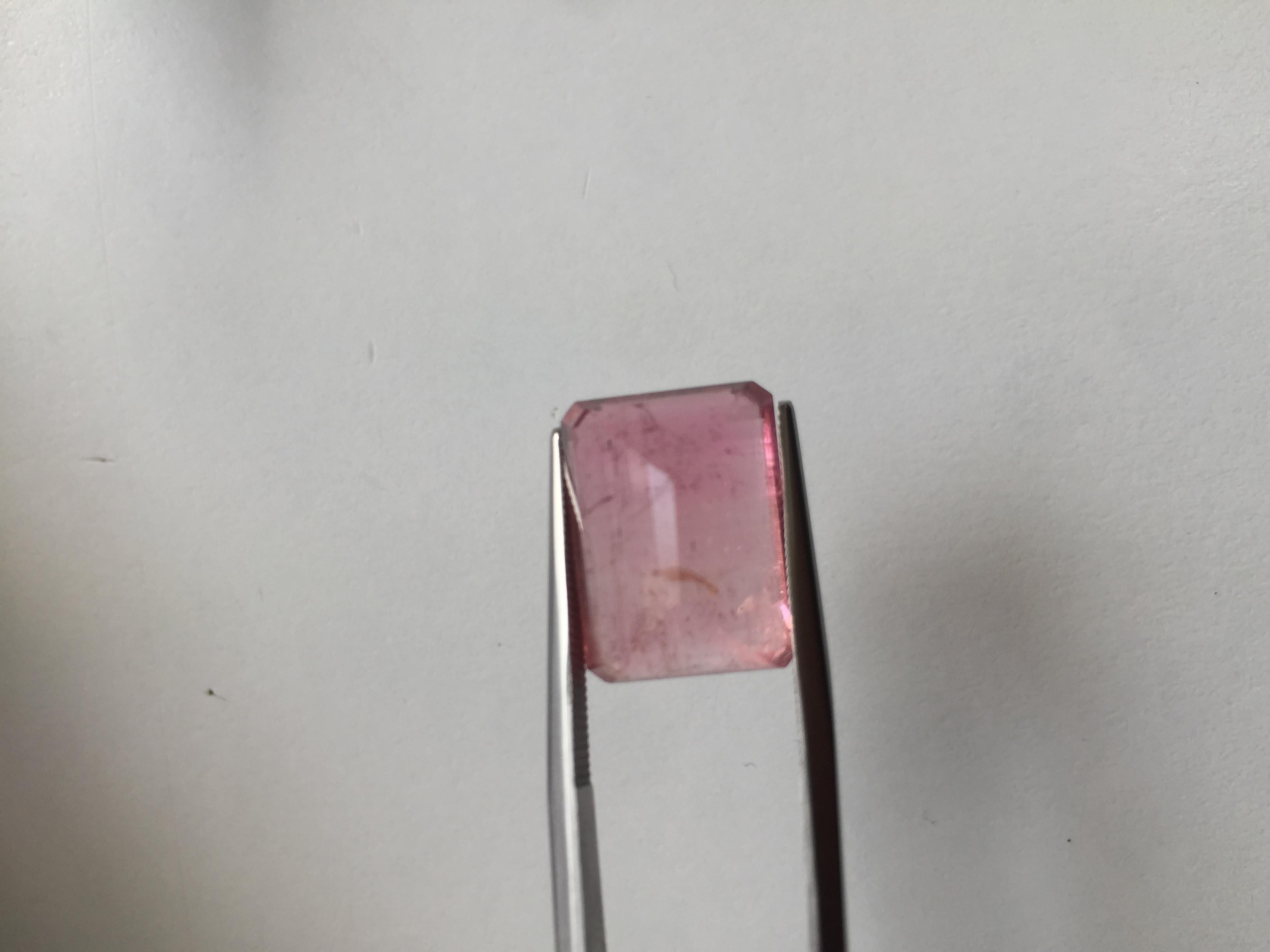 14.66 Carats Peach Pink Tourmaline Emerald Cut for Fine Jewelry Ring Gemstone  For Sale 3