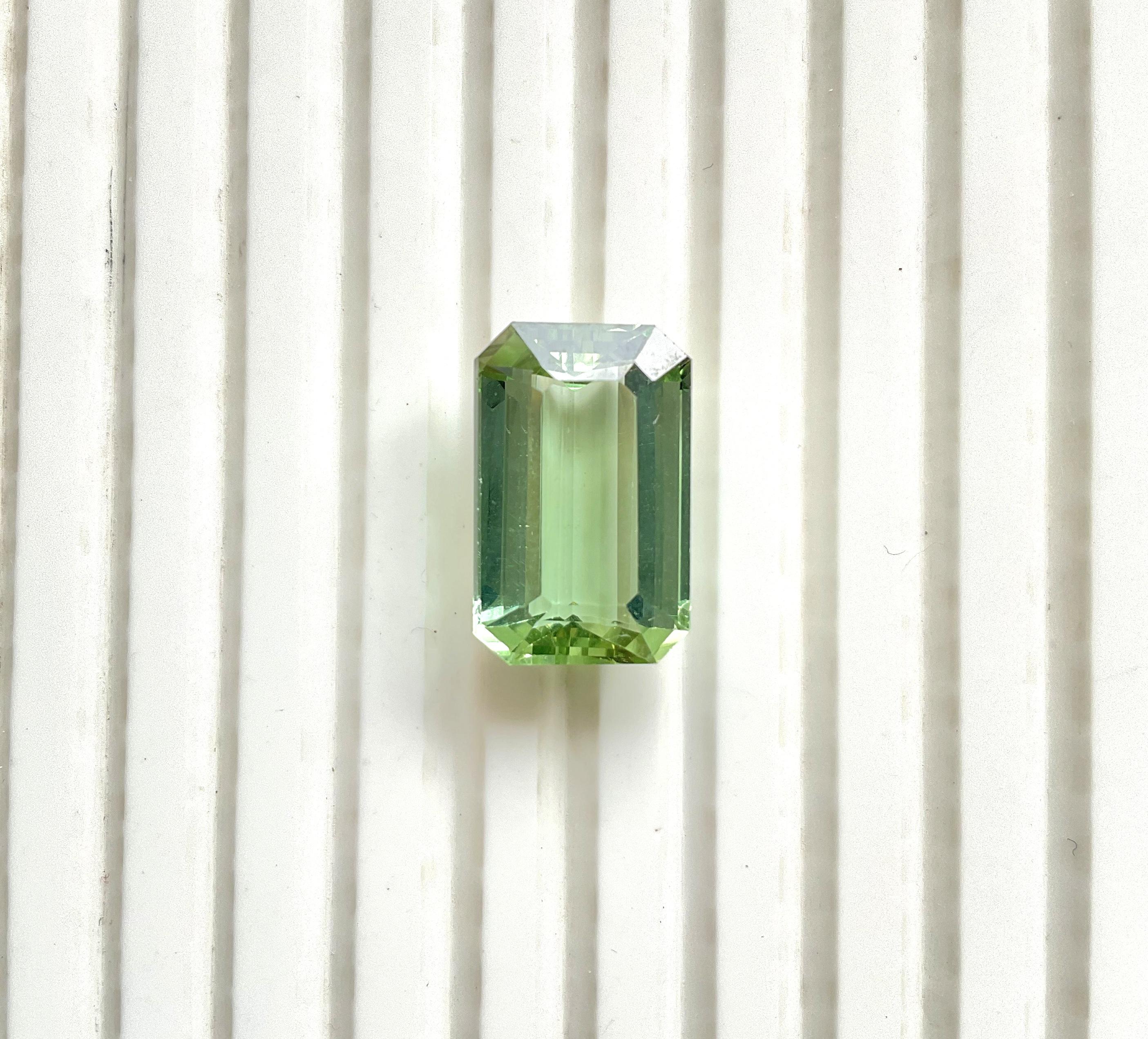 14.67 carats Light green Tourmaline Octagon Top Quality cut stone Natural Gem Unisexe en vente