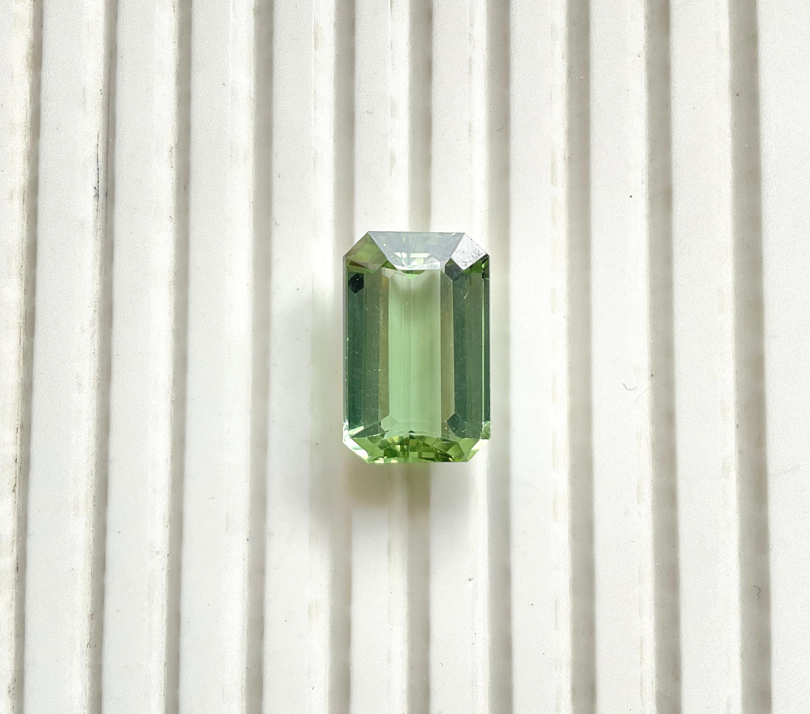 14.67 carats Light green Tourmaline Octagon Top Quality cut stone Natural Gem en vente 1