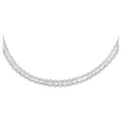 14.69 Carat Diamond Scalloped Tennis Necklace 18 Karat In Stock