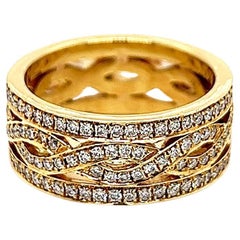 Bague pour femme en or jaune 18 carats avec diamants de 1,46 carat sertis en pavé
