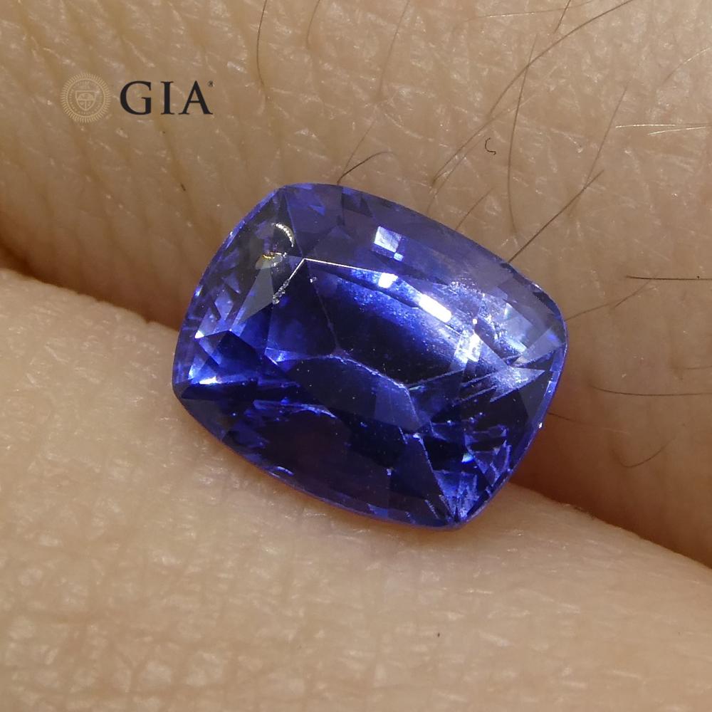 1.46ct Cushion Blue Sapphire GIA Certified Sri Lanka For Sale 7