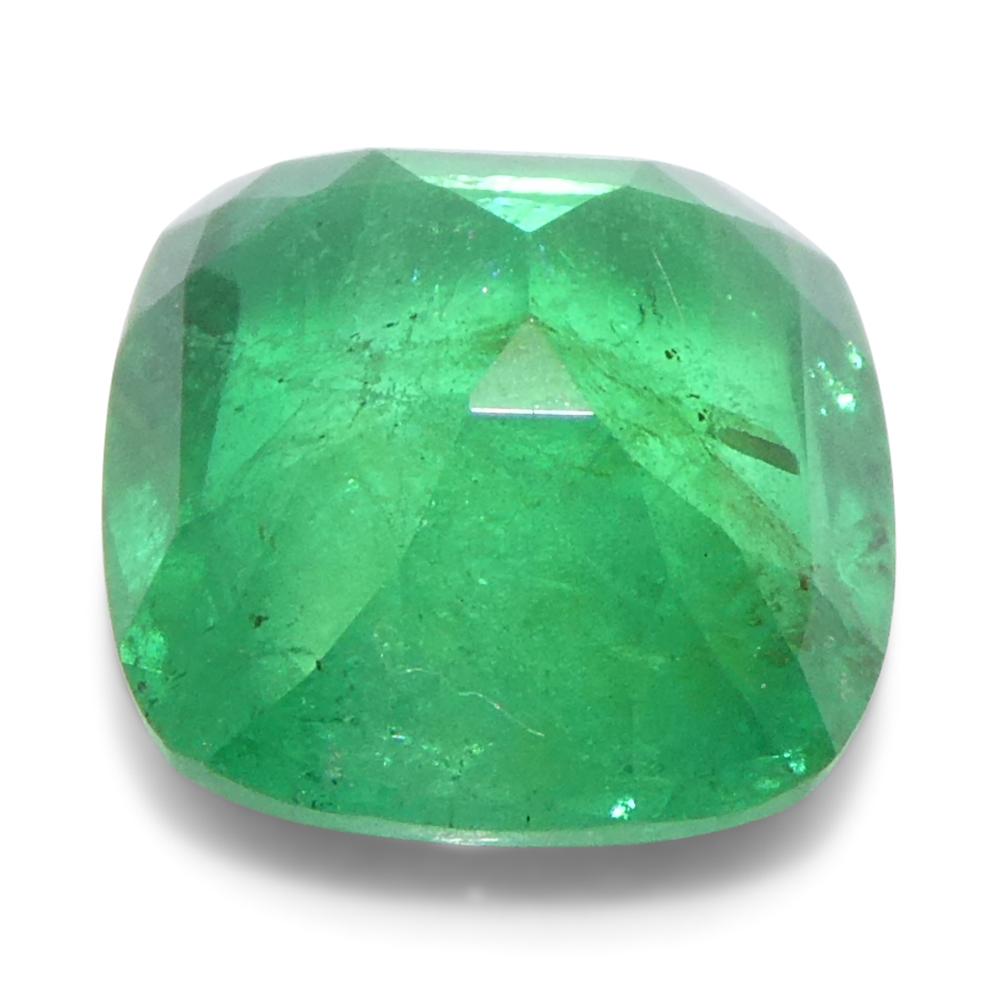 1.46ct Cushion Green Emerald from Zambia (Émeraude verte en forme de coussin de Zambie) en vente 5