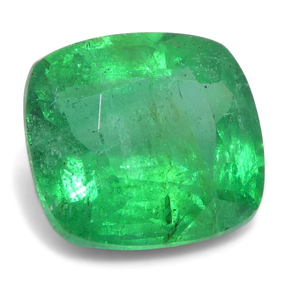 1.46ct Cushion Green Emerald from Zambia (Émeraude verte en forme de coussin de Zambie) Neuf - En vente à Toronto, Ontario