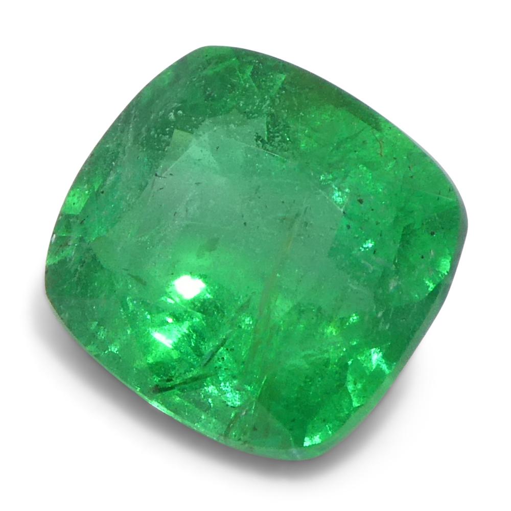 1.46ct Cushion Green Emerald from Zambia (Émeraude verte en forme de coussin de Zambie) en vente 2