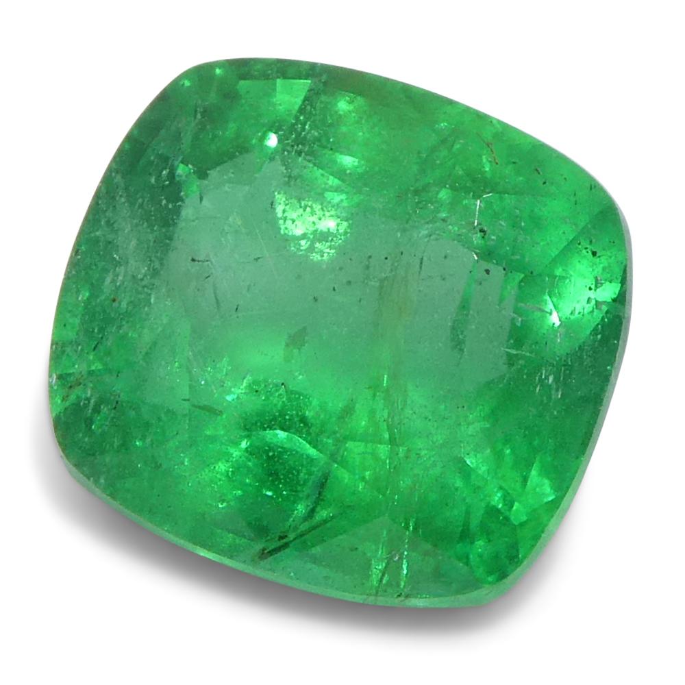 1.46ct Cushion Green Emerald from Zambia (Émeraude verte en forme de coussin de Zambie) en vente 3