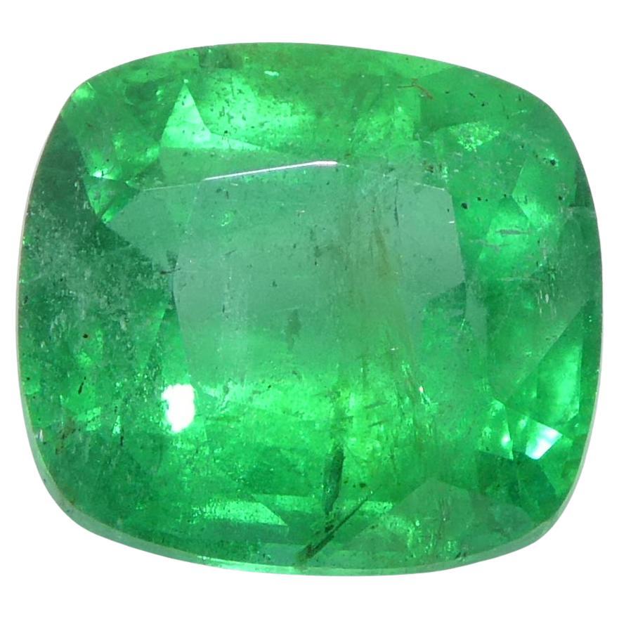 1.46ct Cushion Green Emerald from Zambia (Émeraude verte en forme de coussin de Zambie) en vente