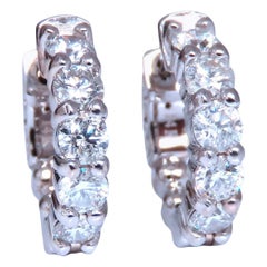 1.46ct Natural Round Diamond hoop earrings 14kt 16mm button & share prong*