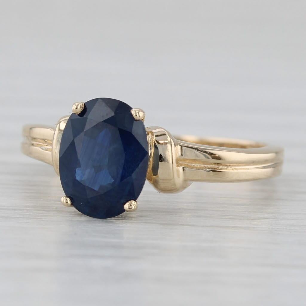 1,46 ct Anillo Solitario Zafiro Ovalado Oro Amarillo 14k Talla 5 en venta 1