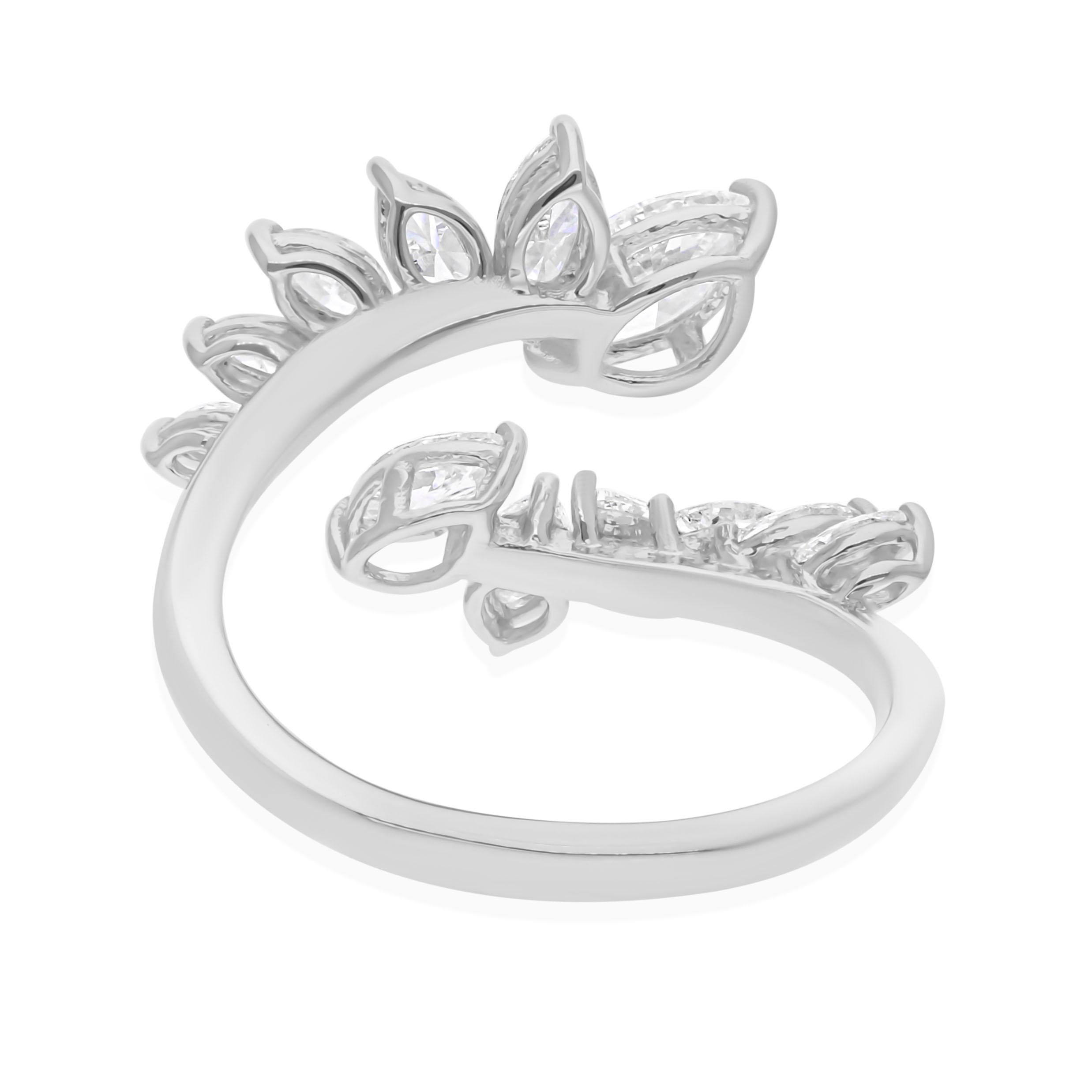 Im Angebot: 1.46Ct SI Reinheit HI Farbe Diamant offener Ring 14k Weißgold Brautgeschenk für Sie () 6