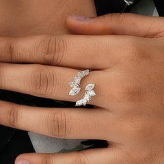 1.46Ct SI Clarity HI Color Diamond Open Ring 18k White Gold Bridal Gift for Her