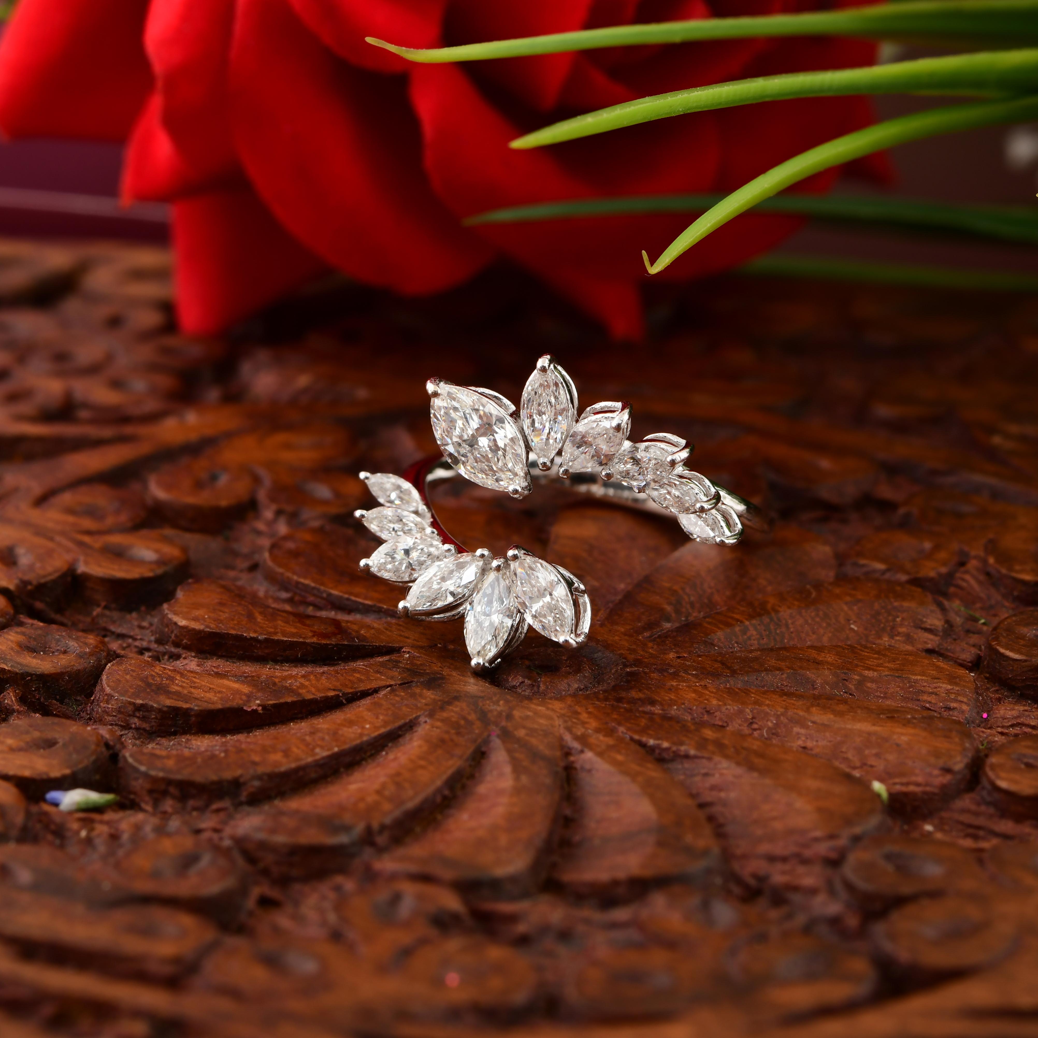 Im Angebot: 1.46Ct SI Reinheit HI Farbe Diamant offener Ring 18k Weißgold Braut Geschenk für Sie () 5