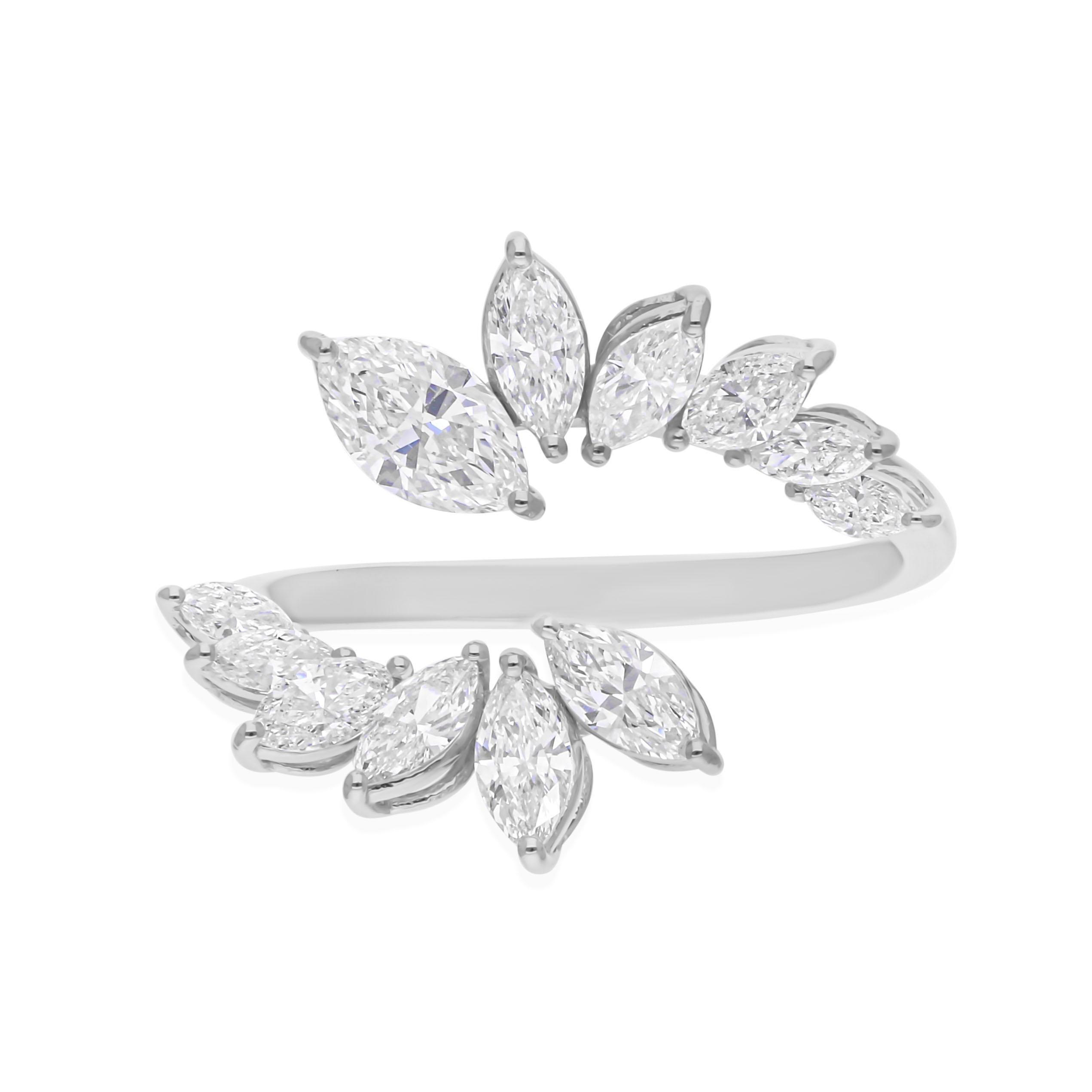 Im Angebot: 1.46Ct SI Reinheit HI Farbe Diamant offener Ring 18k Weißgold Braut Geschenk für Sie () 6