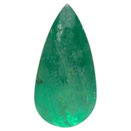 1.46ct Slender Green Colombian Emerald - Pear Cut May Birthstone Gemstone
