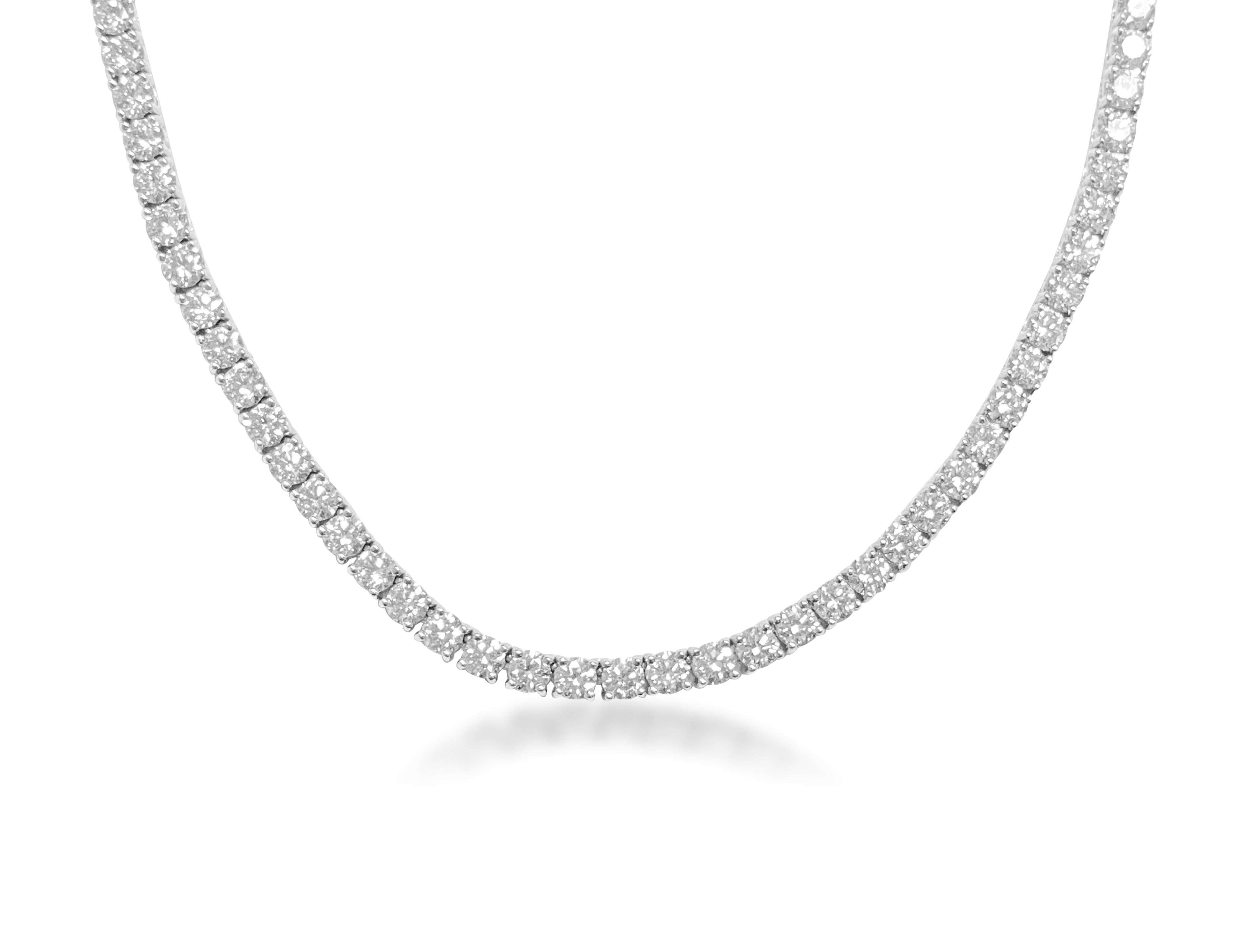 VVS Diamant-Tennis-Halskette mit 14.6 Karat (Brillantschliff) im Angebot