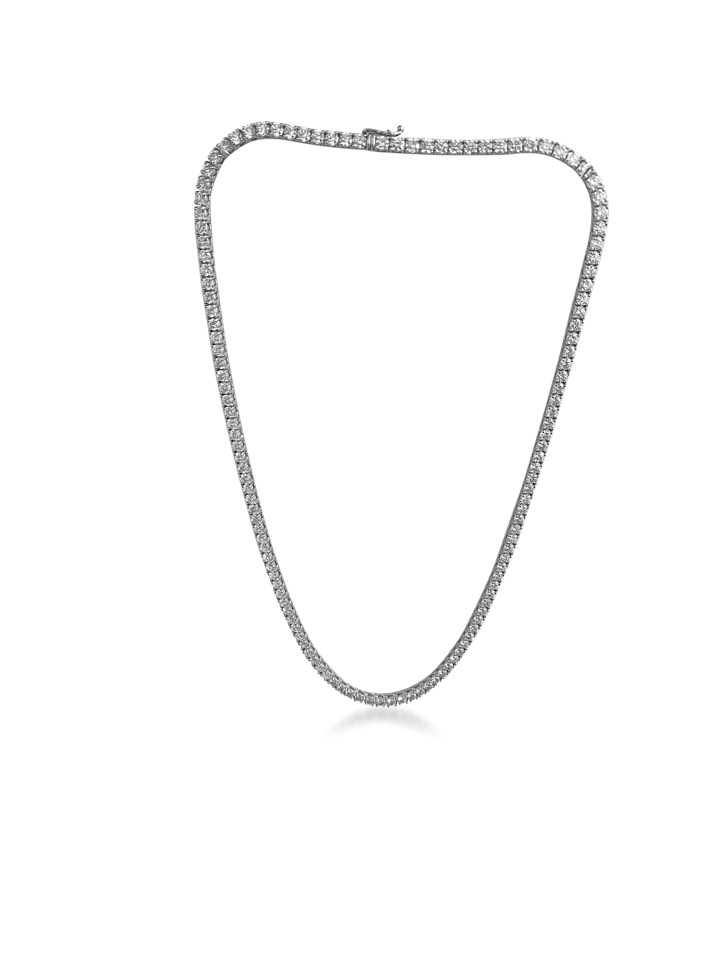 14.6ct VVS Diamond Tennis Necklace In Excellent Condition For Sale In Miami, FL